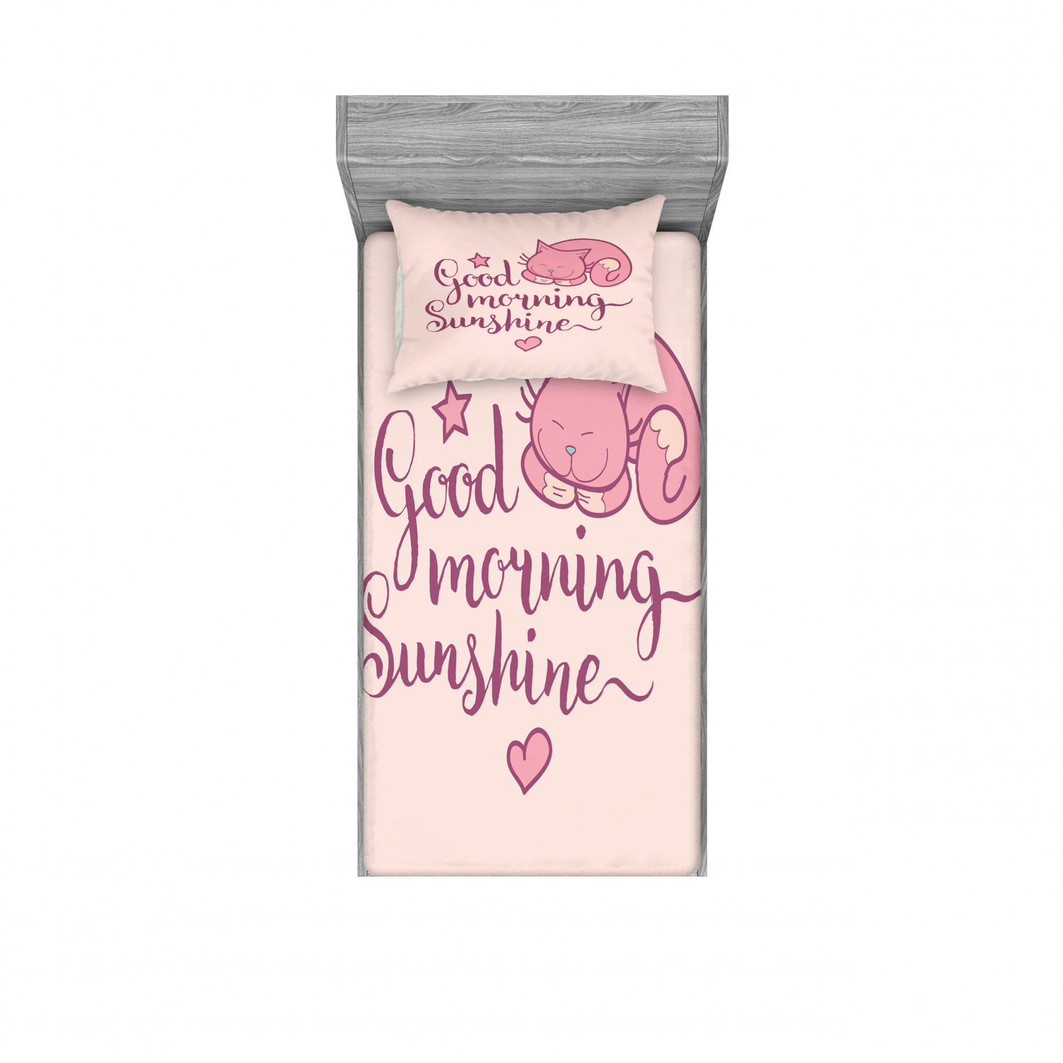 Ambesonne Lettering Fitted Sheet Pillow Sham Set Bedding Decor in 4 Sizes - Picture 181 of 244