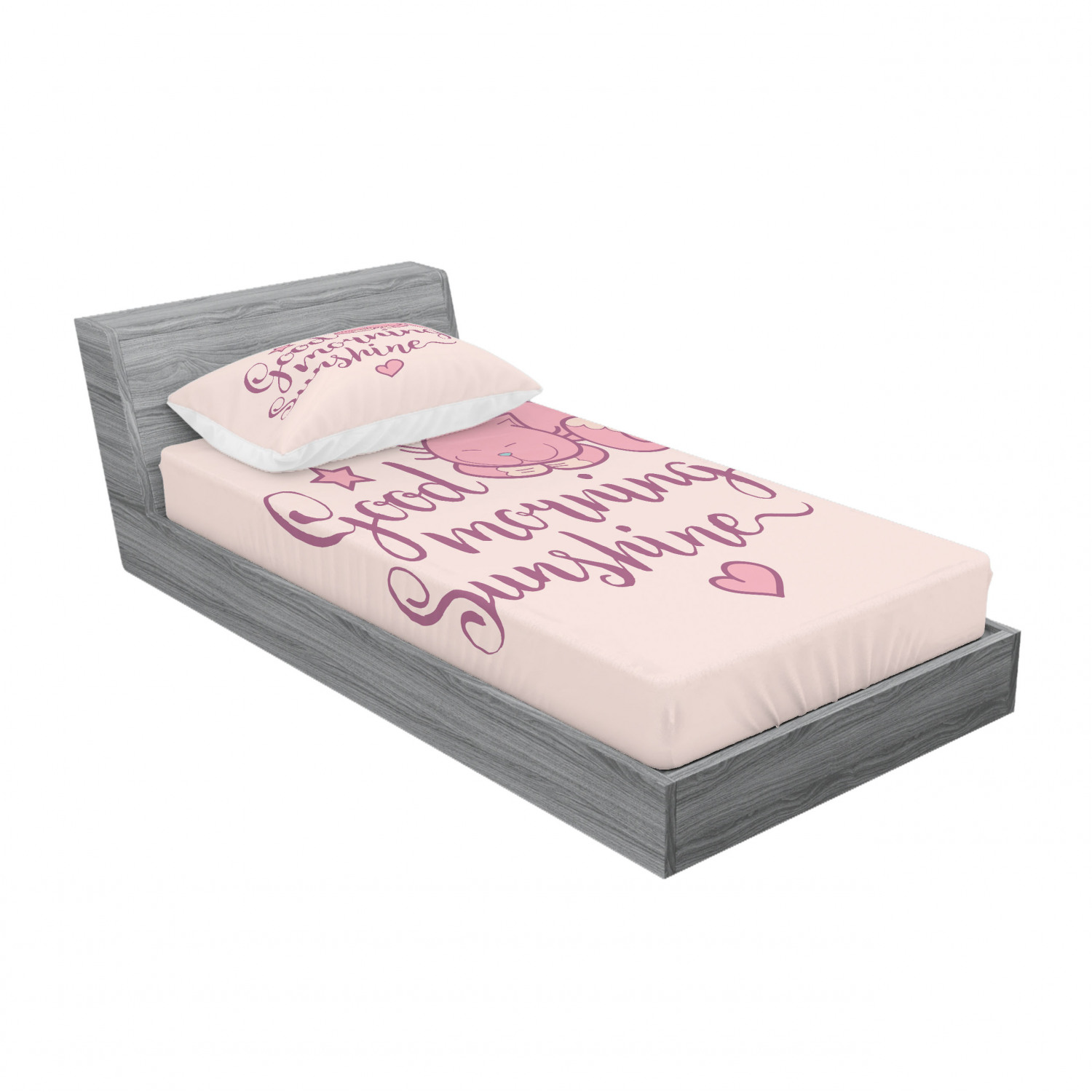 Ambesonne Lettering Fitted Sheet Pillow Sham Set Bedding Decor in 4 Sizes - Picture 182 of 244