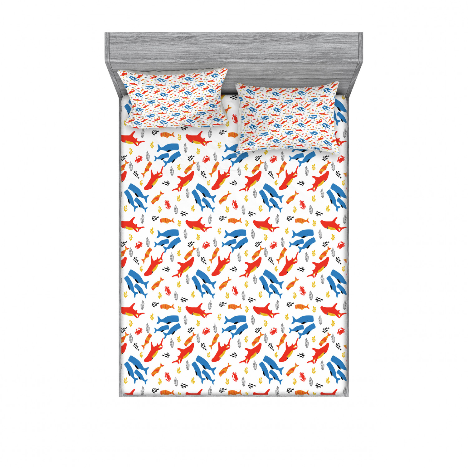 Ambesonne Nautical Theme Fitted Sheet Pillow Sham Set Bedding Decor in 4 Sizes - Picture 239 of 244