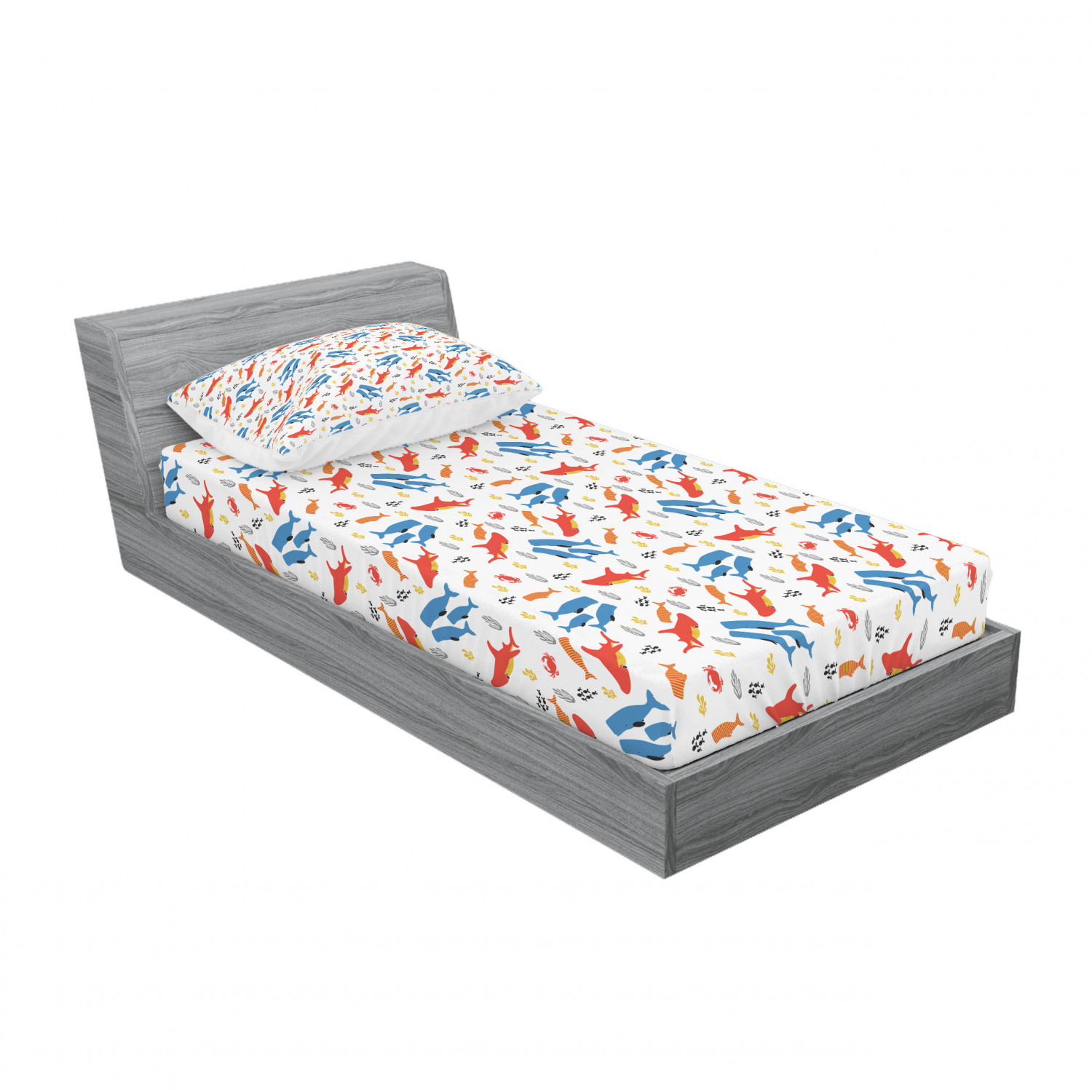 Ambesonne Nautical Theme Fitted Sheet Pillow Sham Set Bedding Decor in 4 Sizes - Picture 238 of 244