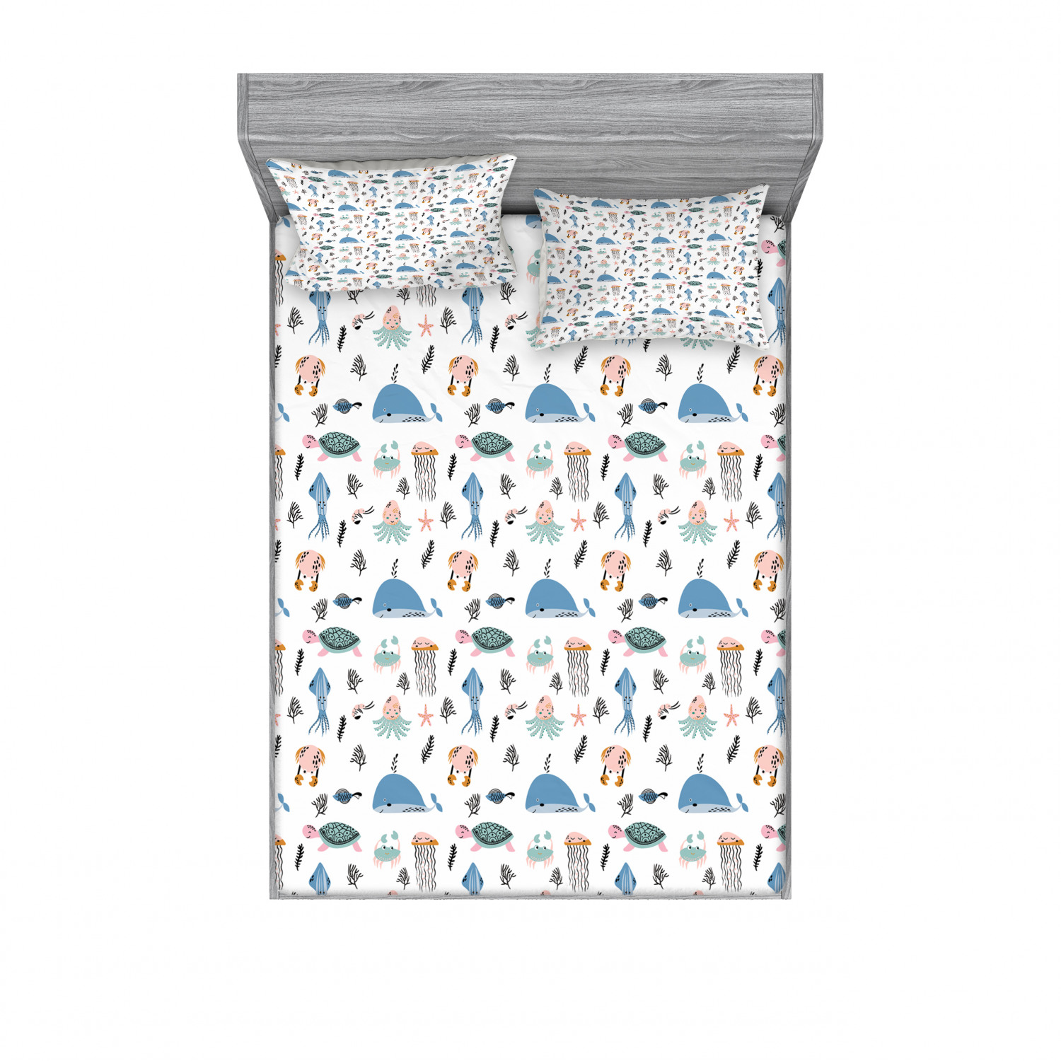 Ambesonne Nautical Theme Fitted Sheet Pillow Sham Set Bedding Decor in 4 Sizes - Picture 219 of 244