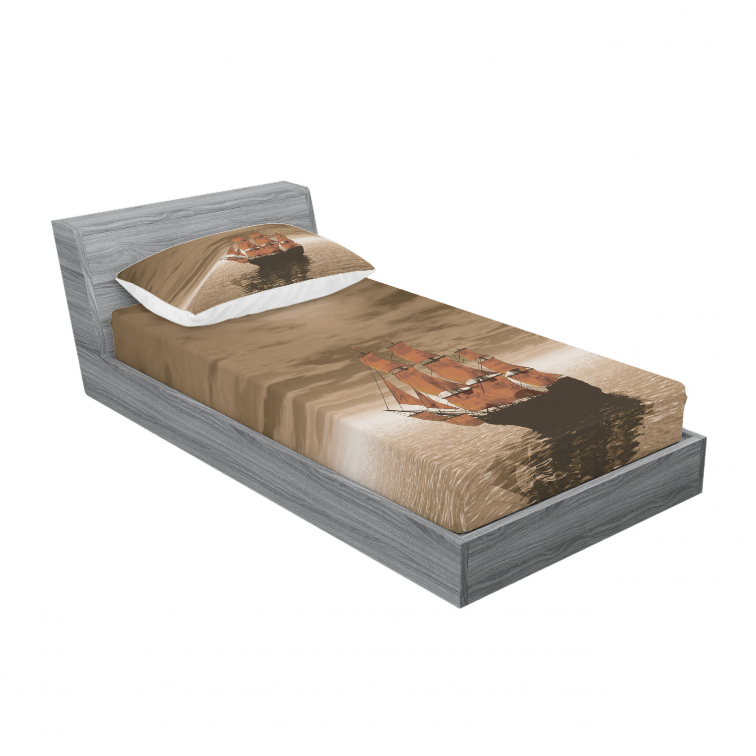 Ambesonne Nautical Theme Fitted Sheet Pillow Sham Set Bedding Decor in 4 Sizes - Picture 78 of 244