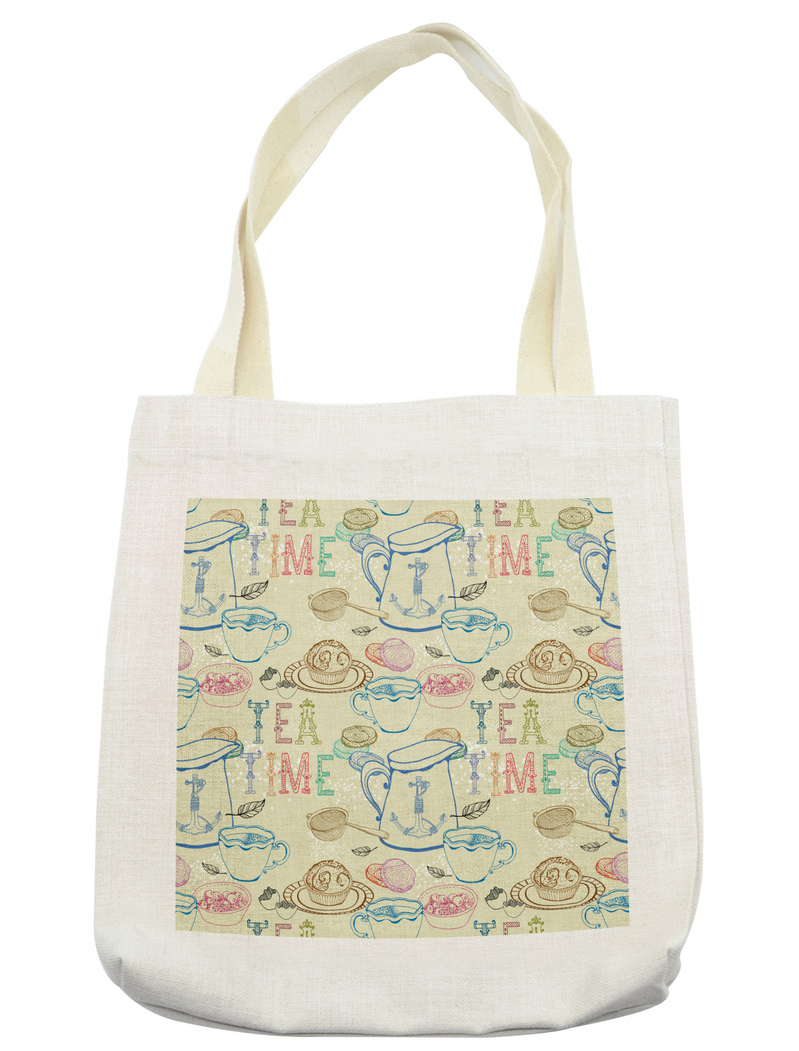 Ambesonne Tea Party Tote Bag Reusable Linen Sack Shopping Books Beach