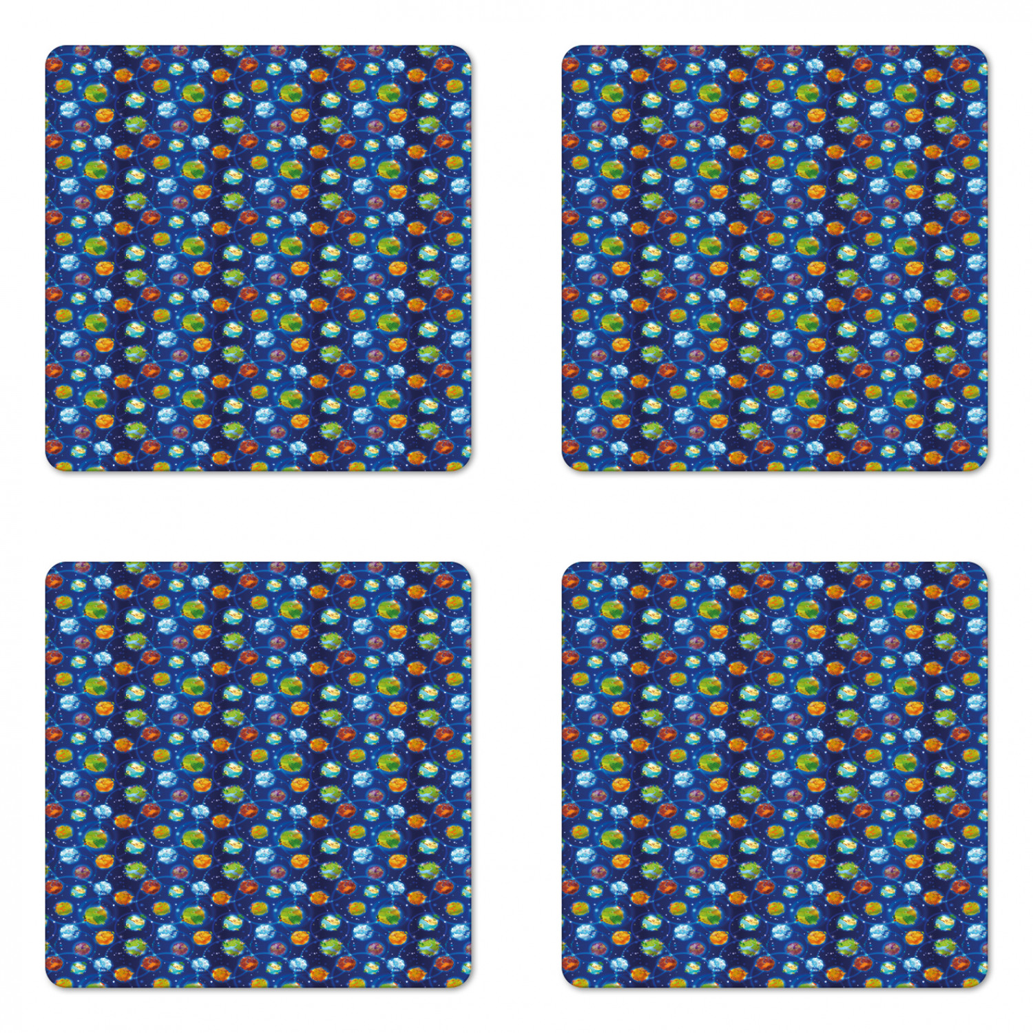 Ambesonne Space Coaster Set of 4 Square Hardboard Gloss Coasters - Picture 10 of 60