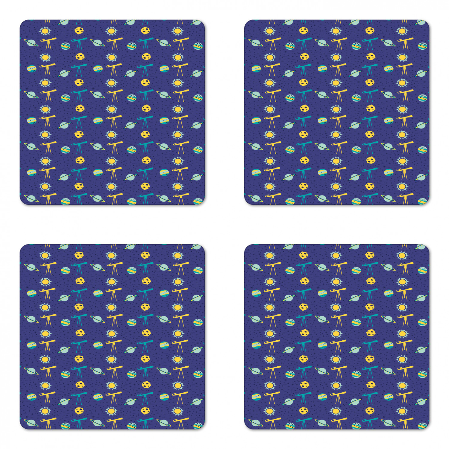 Ambesonne Space Coaster Set of 4 Square Hardboard Gloss Coasters - Picture 51 of 60