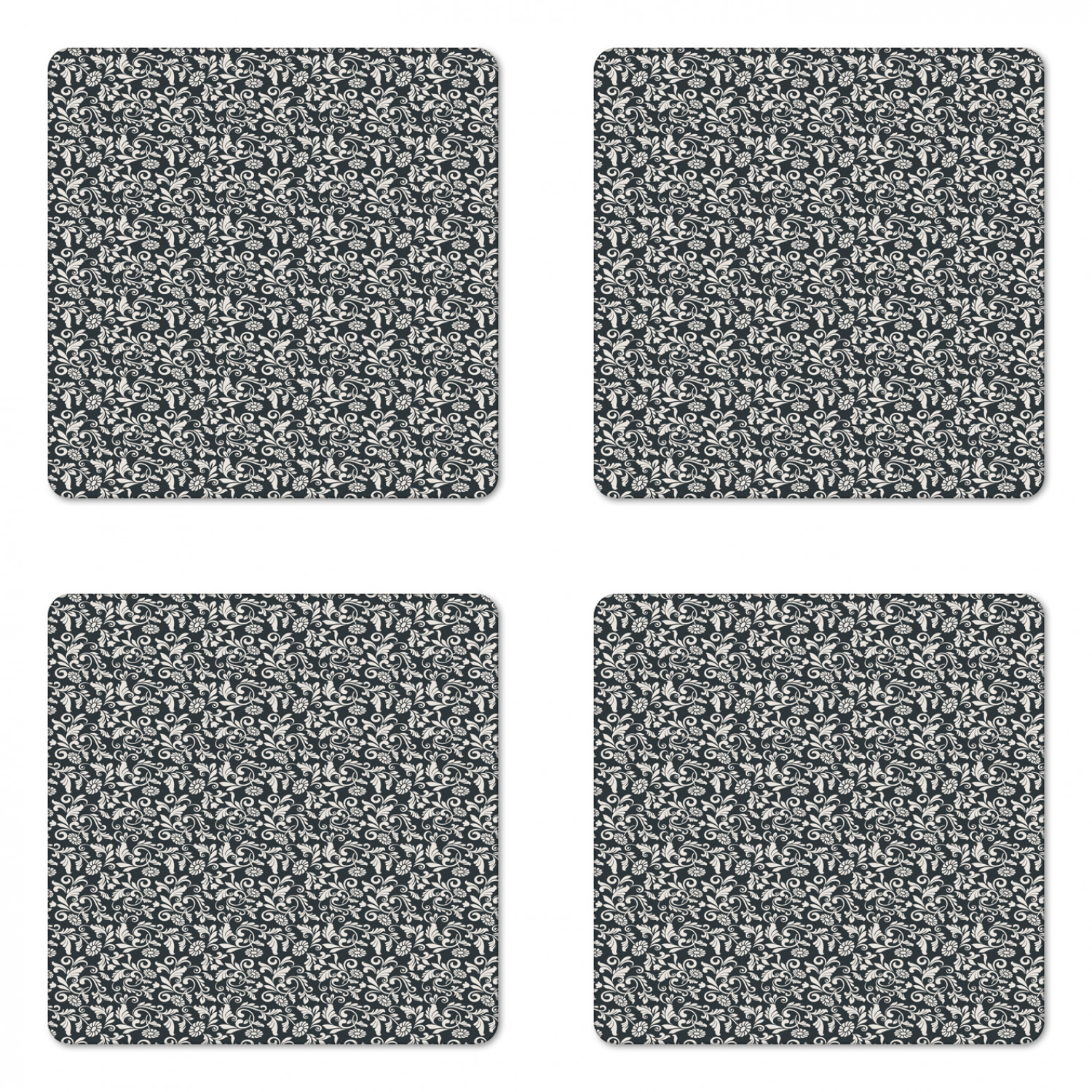 Ambesonne Vintage Elements Coaster Set of 4 Square Hardboard Gloss Coasters