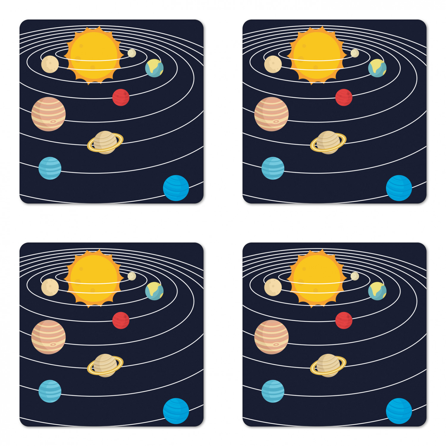 Ambesonne Space Coaster Set of 4 Square Hardboard Gloss Coasters - Picture 44 of 60