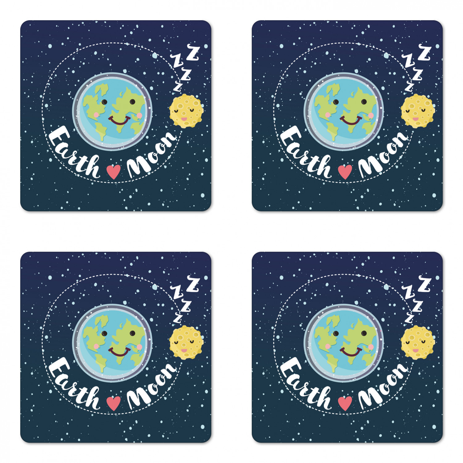 Ambesonne Space Coaster Set of 4 Square Hardboard Gloss Coasters - Picture 18 of 60