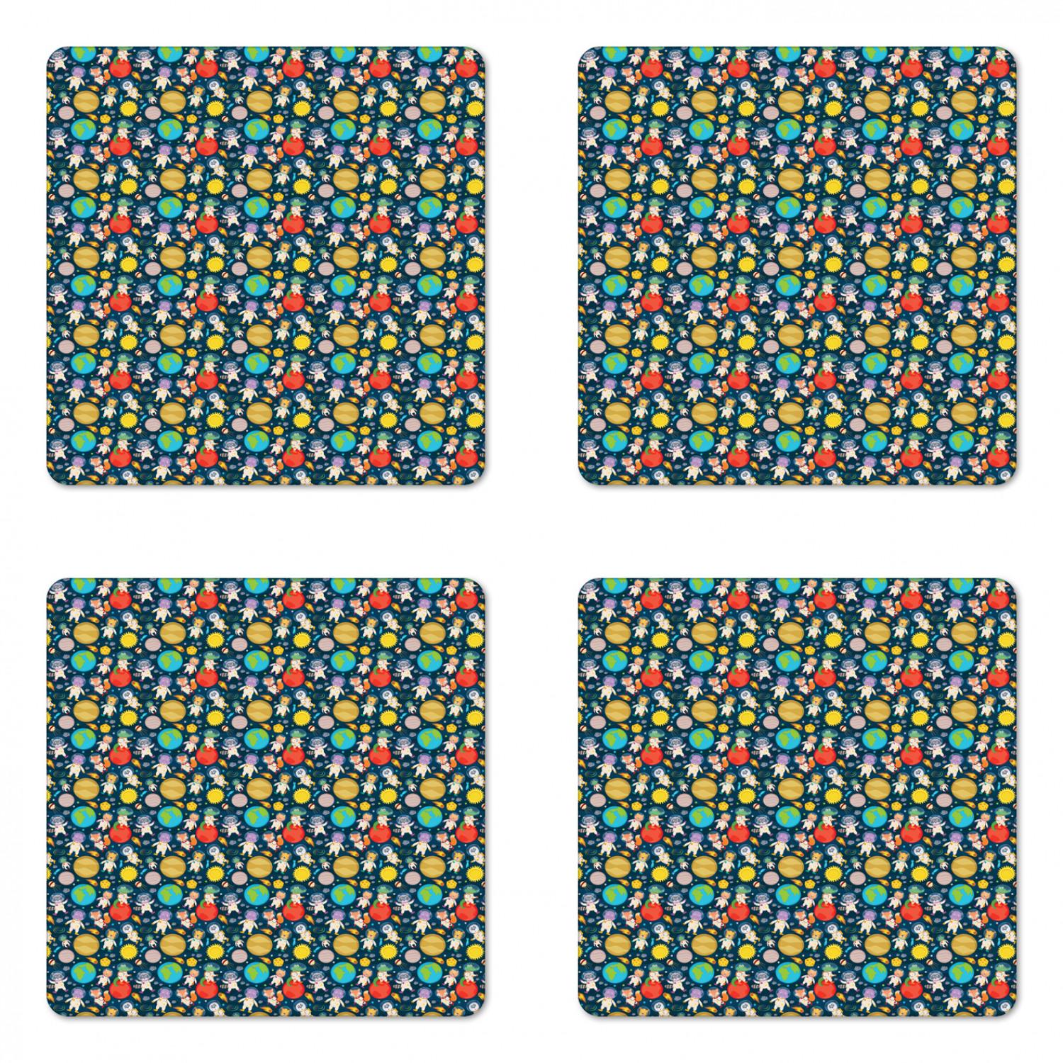 Ambesonne Space Coaster Set of 4 Square Hardboard Gloss Coasters - Picture 22 of 60