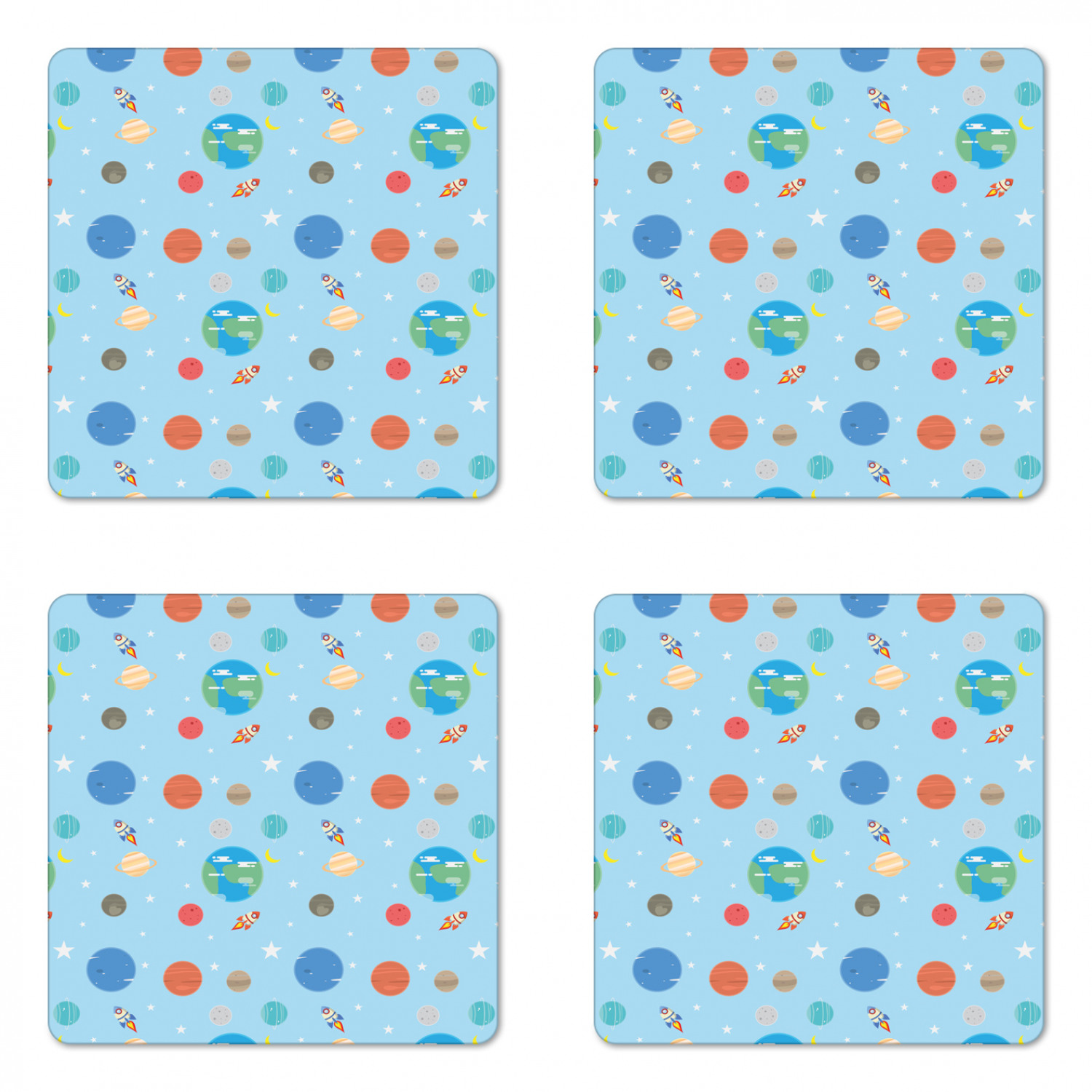 Ambesonne Space Coaster Set of 4 Square Hardboard Gloss Coasters - Picture 7 of 60