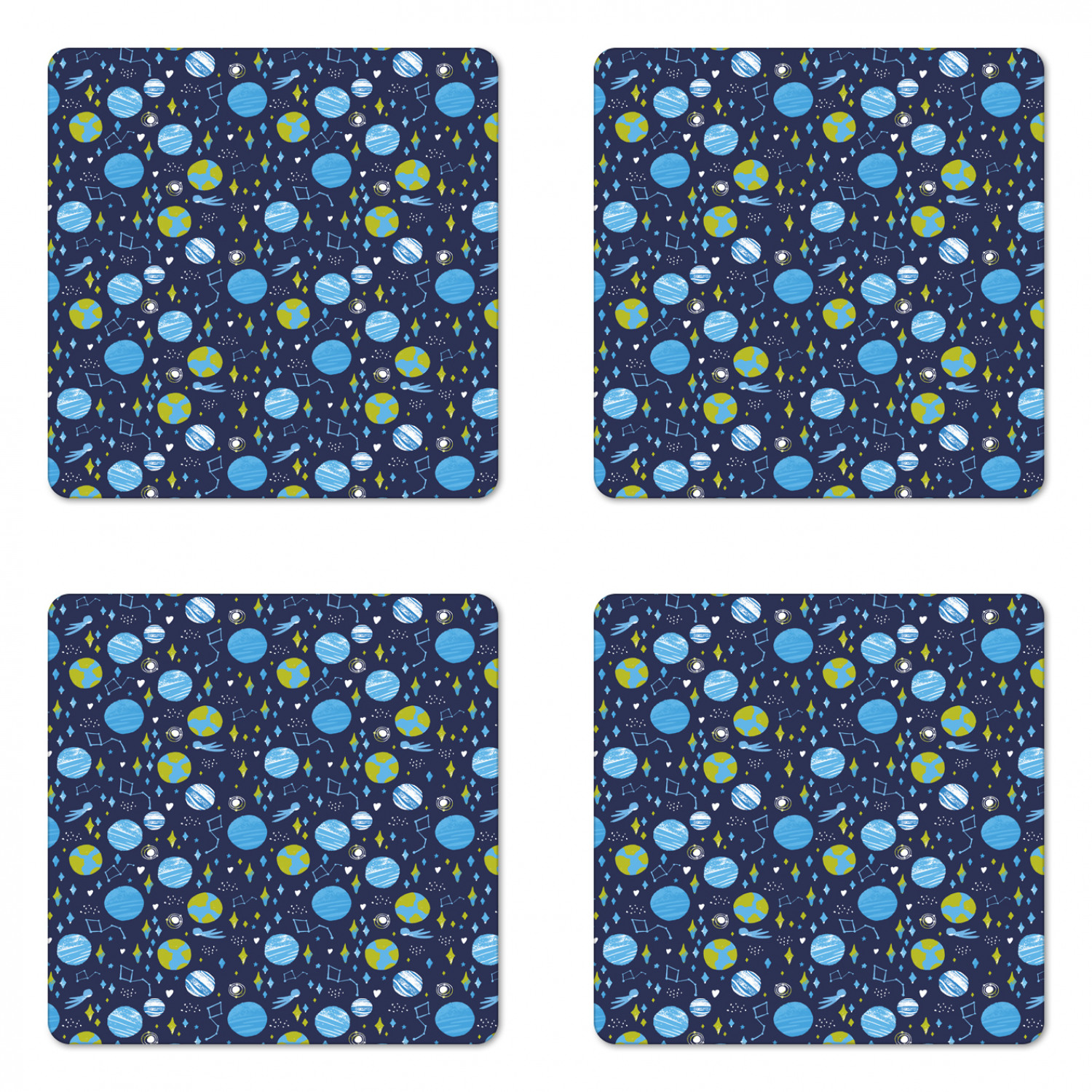 Ambesonne Space Coaster Set of 4 Square Hardboard Gloss Coasters - Picture 26 of 60