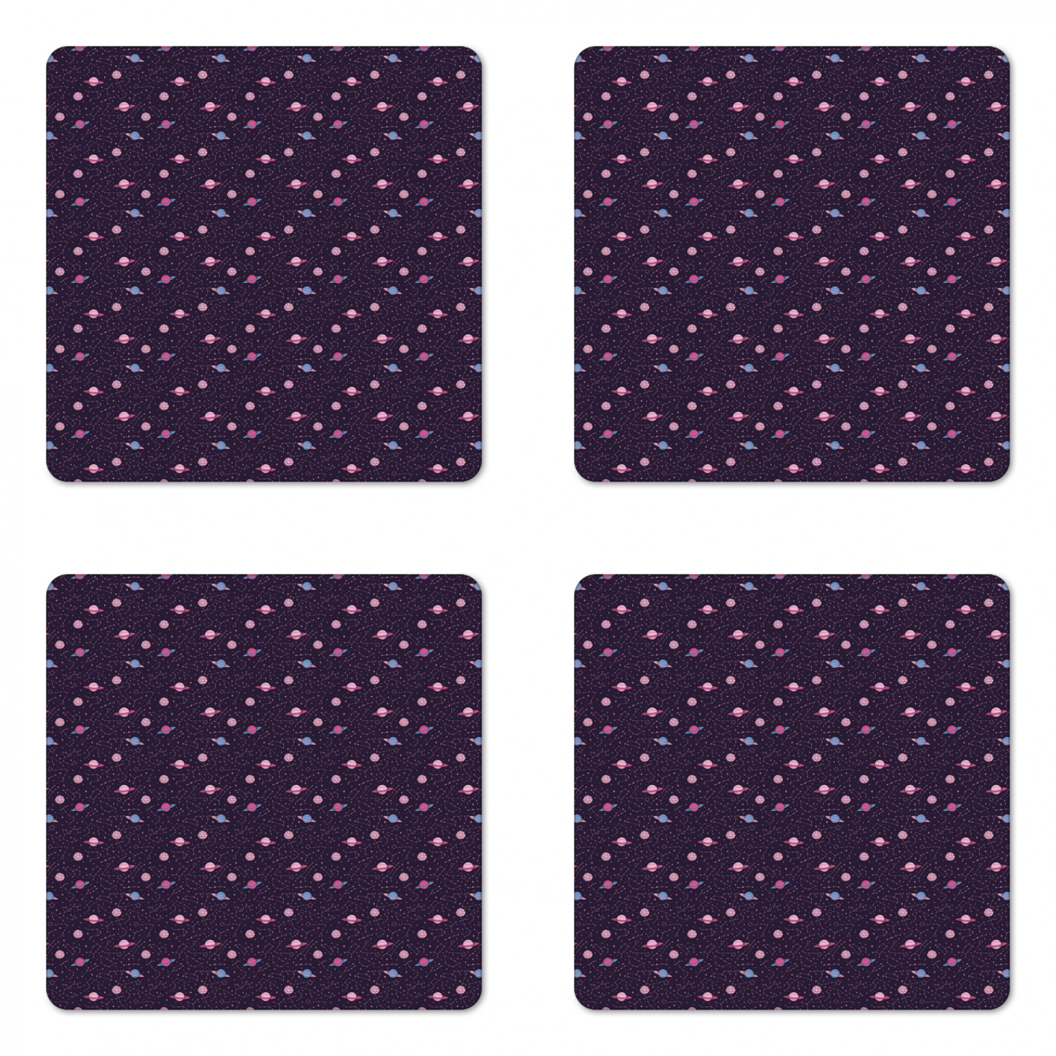 Ambesonne Space Coaster Set of 4 Square Hardboard Gloss Coasters - Picture 8 of 60