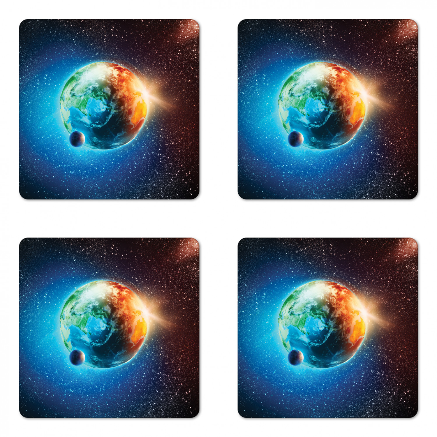 Ambesonne Space Coaster Set of 4 Square Hardboard Gloss Coasters - Picture 38 of 60