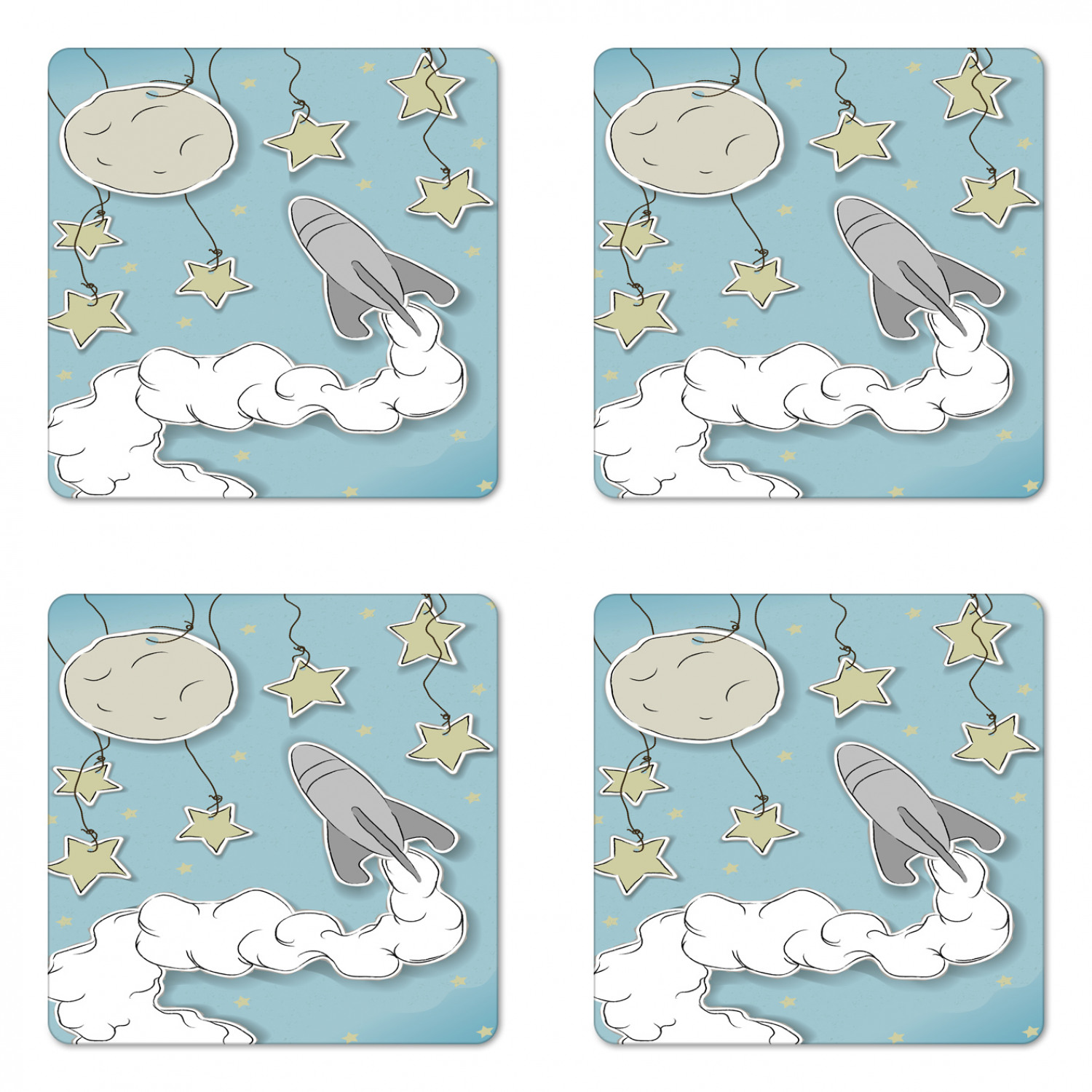 Ambesonne Space Coaster Set of 4 Square Hardboard Gloss Coasters - Picture 36 of 60