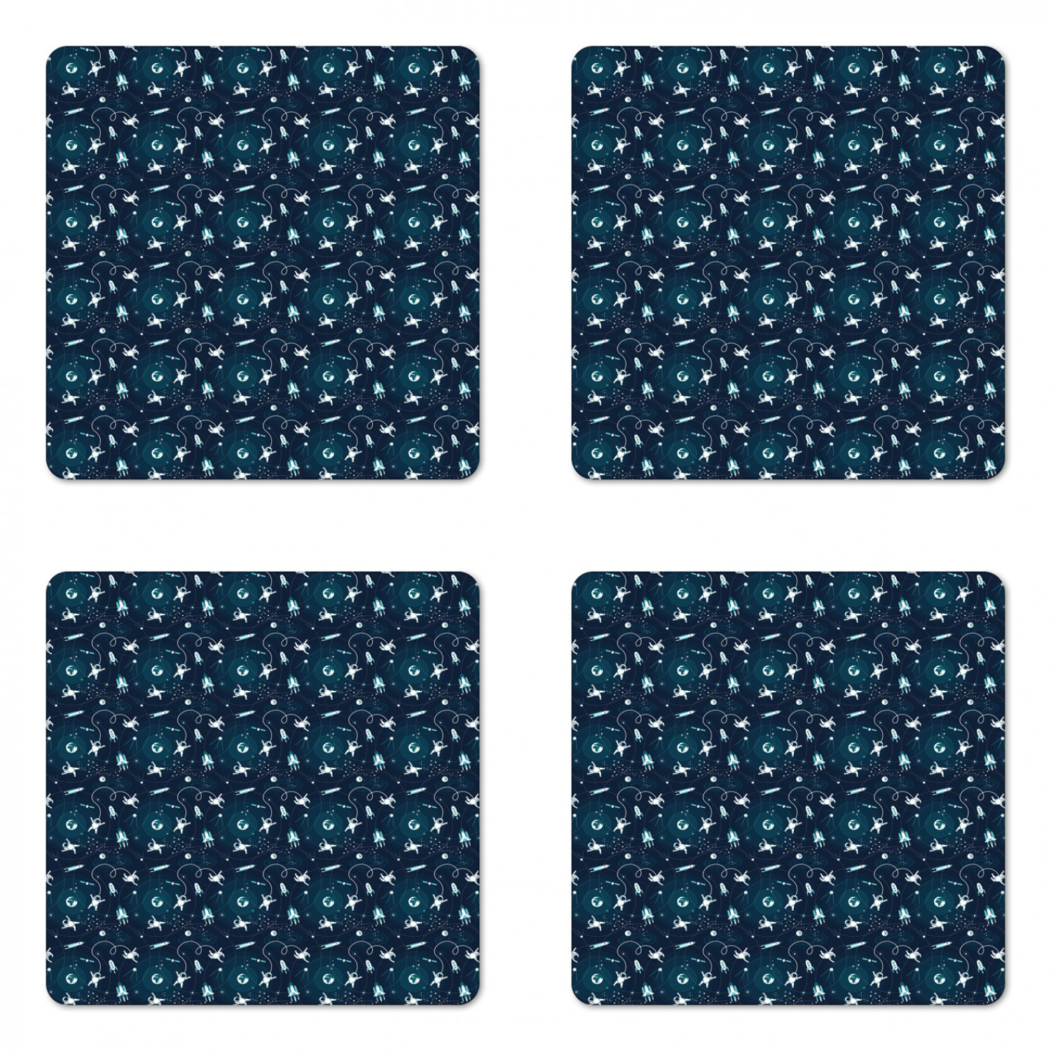 Ambesonne Space Coaster Set of 4 Square Hardboard Gloss Coasters - Picture 60 of 60
