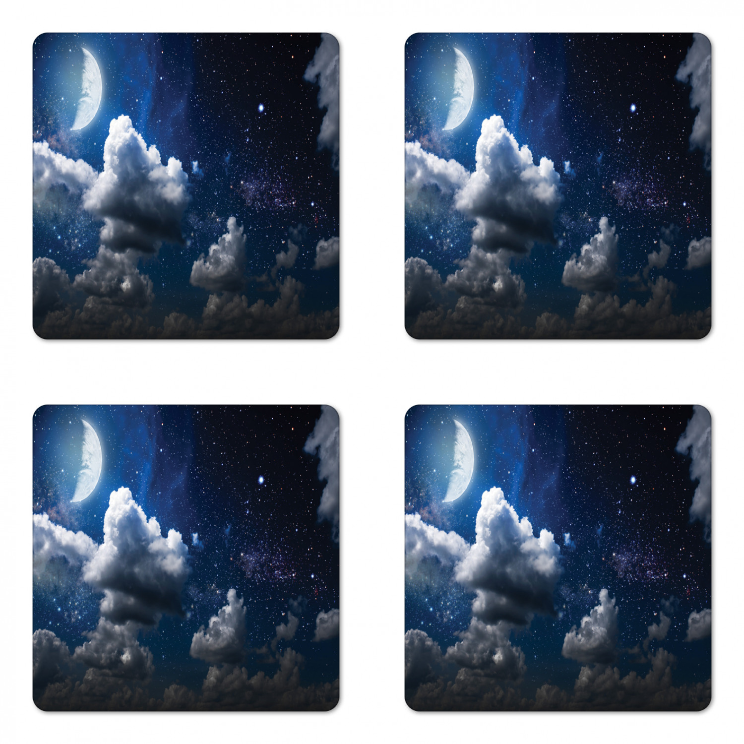 Ambesonne Space Coaster Set of 4 Square Hardboard Gloss Coasters - Picture 31 of 60