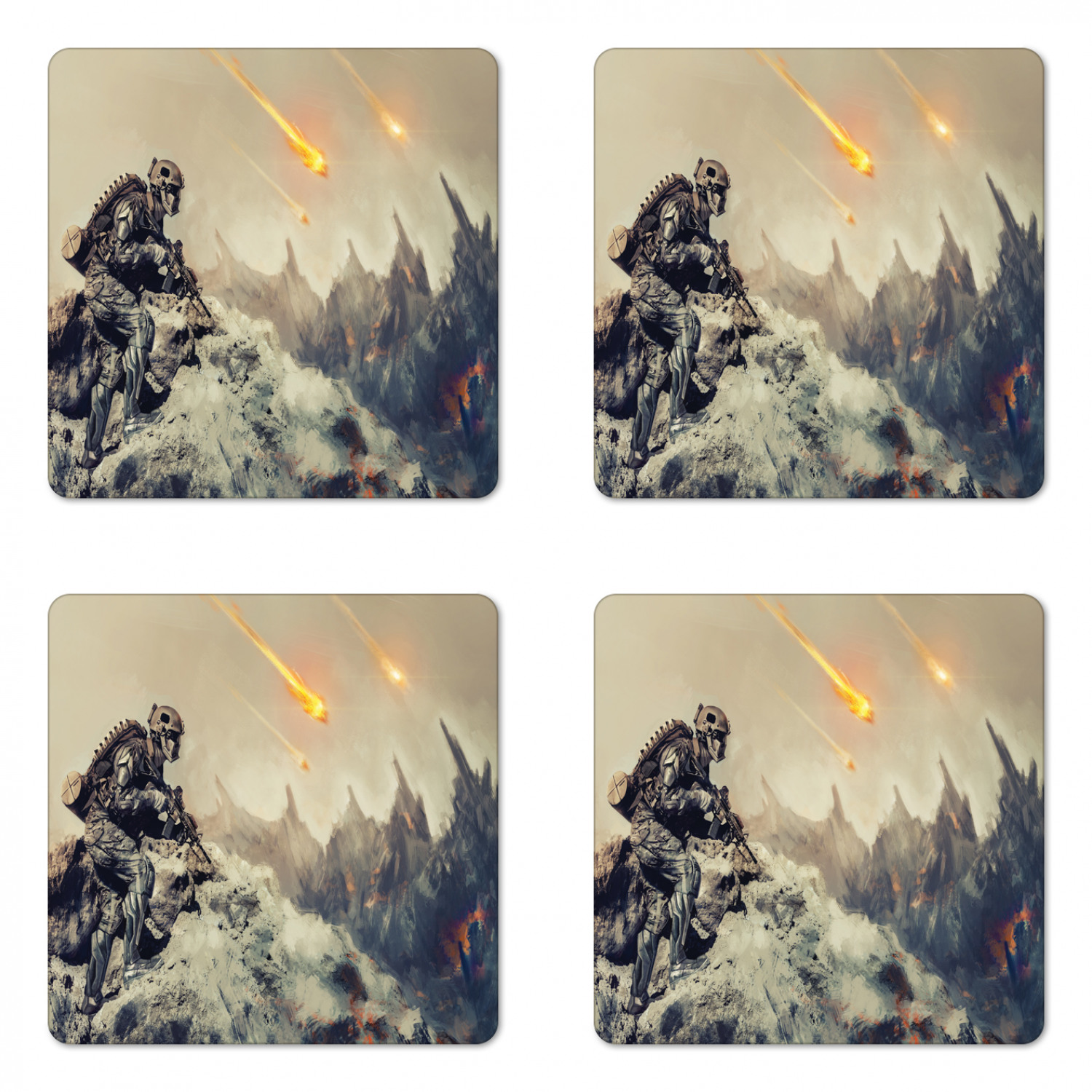 Ambesonne Space Coaster Set of 4 Square Hardboard Gloss Coasters - Picture 52 of 60