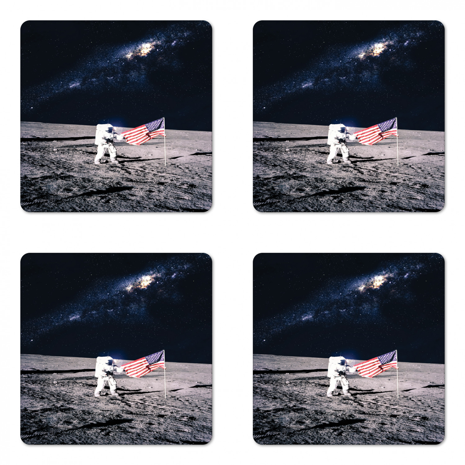 Ambesonne Space Coaster Set of 4 Square Hardboard Gloss Coasters - Picture 29 of 60