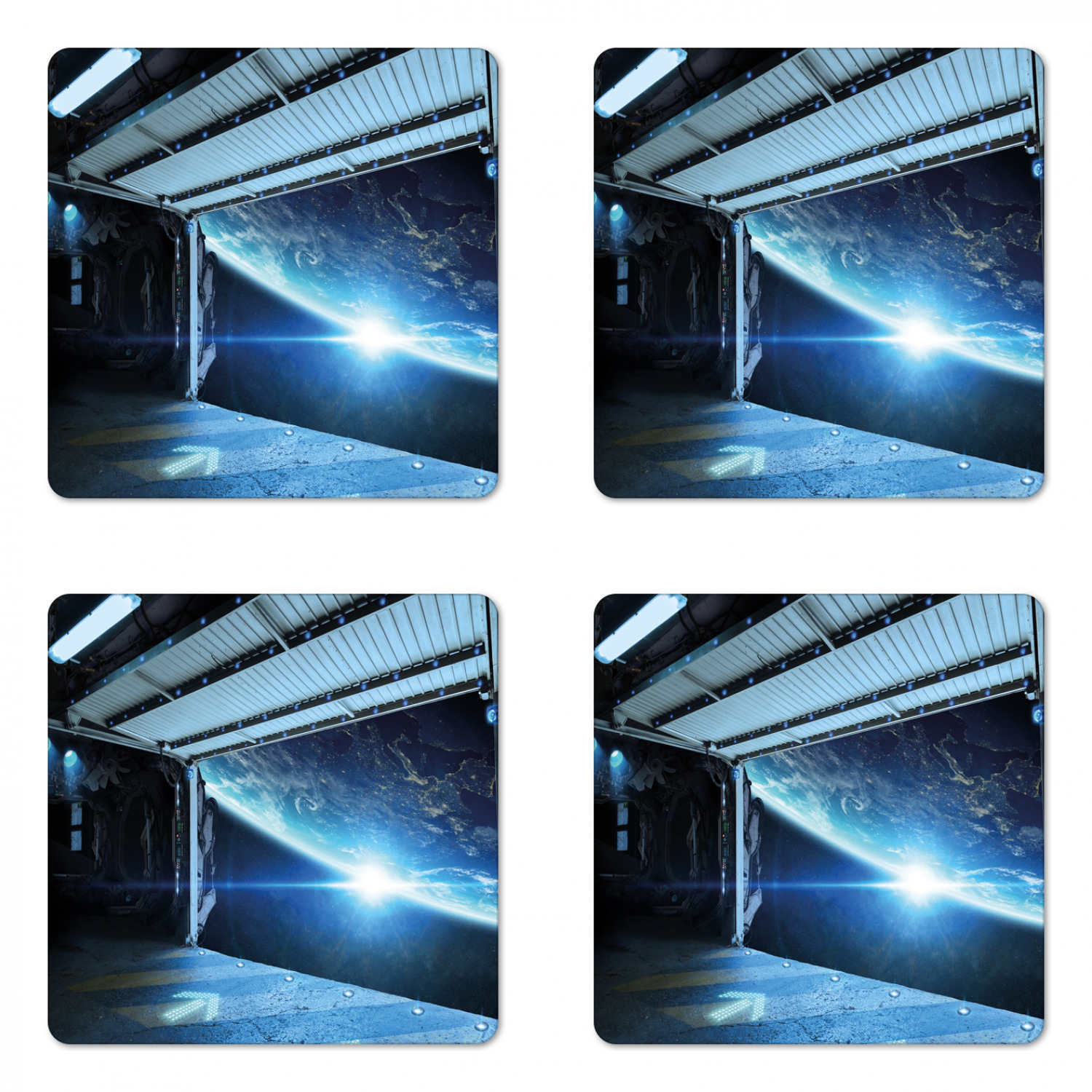 Ambesonne Space Coaster Set of 4 Square Hardboard Gloss Coasters - Picture 49 of 60