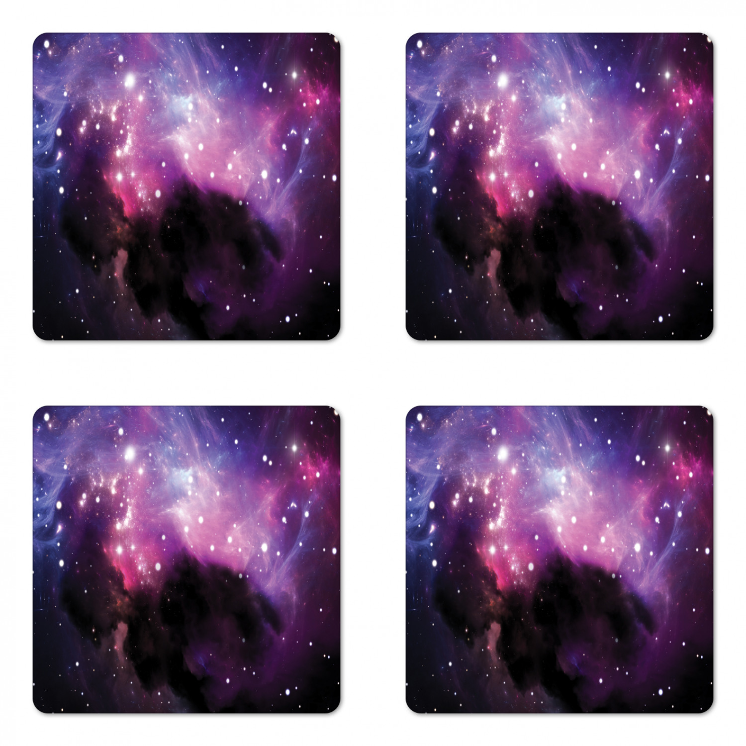 Ambesonne Space Coaster Set of 4 Square Hardboard Gloss Coasters - Picture 32 of 60