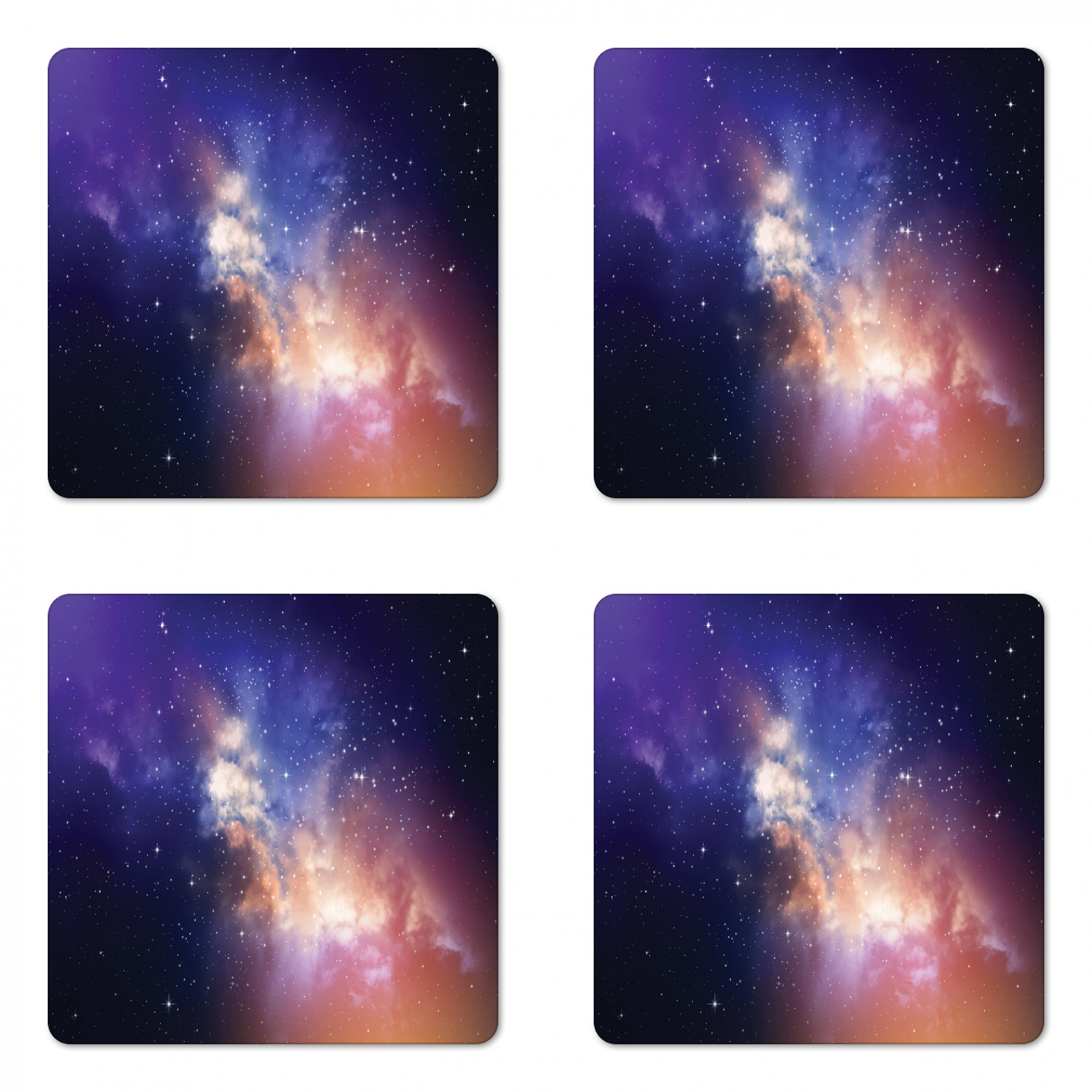 Ambesonne Space Coaster Set of 4 Square Hardboard Gloss Coasters - Picture 50 of 60