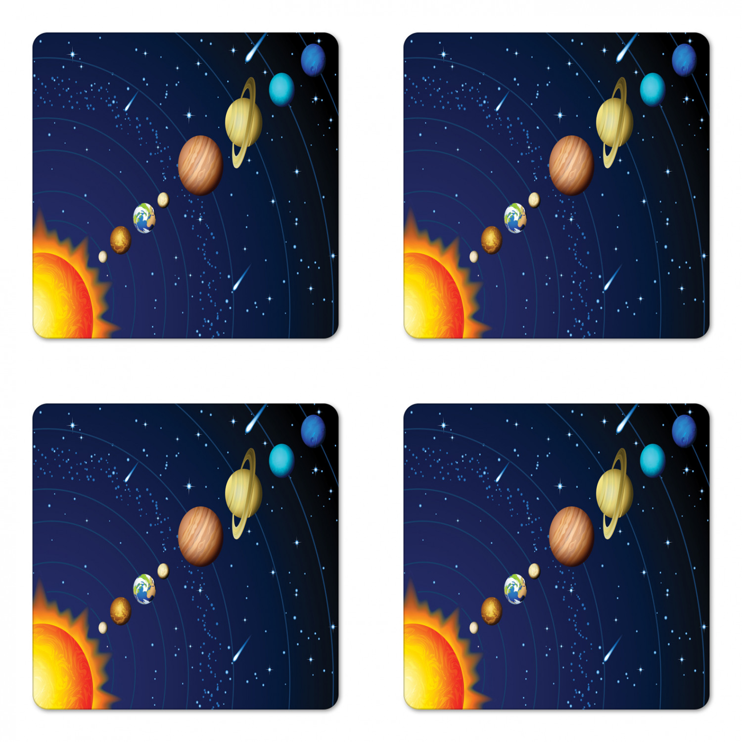 Ambesonne Space Coaster Set of 4 Square Hardboard Gloss Coasters - Picture 46 of 60