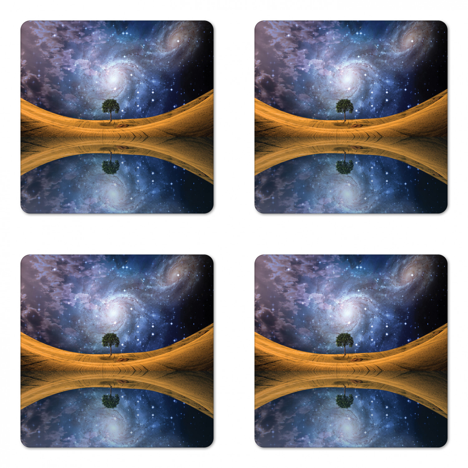 Ambesonne Space Coaster Set of 4 Square Hardboard Gloss Coasters - Picture 24 of 60