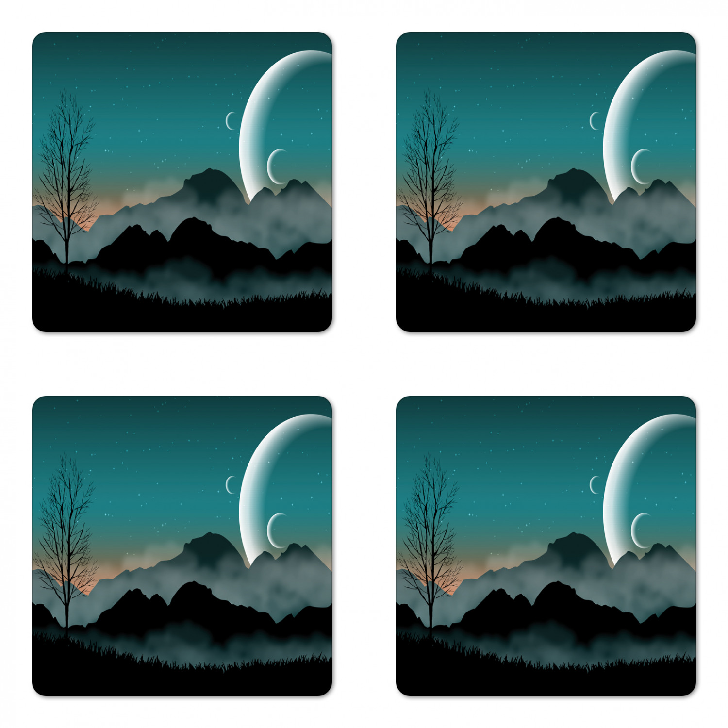 Ambesonne Space Coaster Set of 4 Square Hardboard Gloss Coasters - Picture 34 of 60