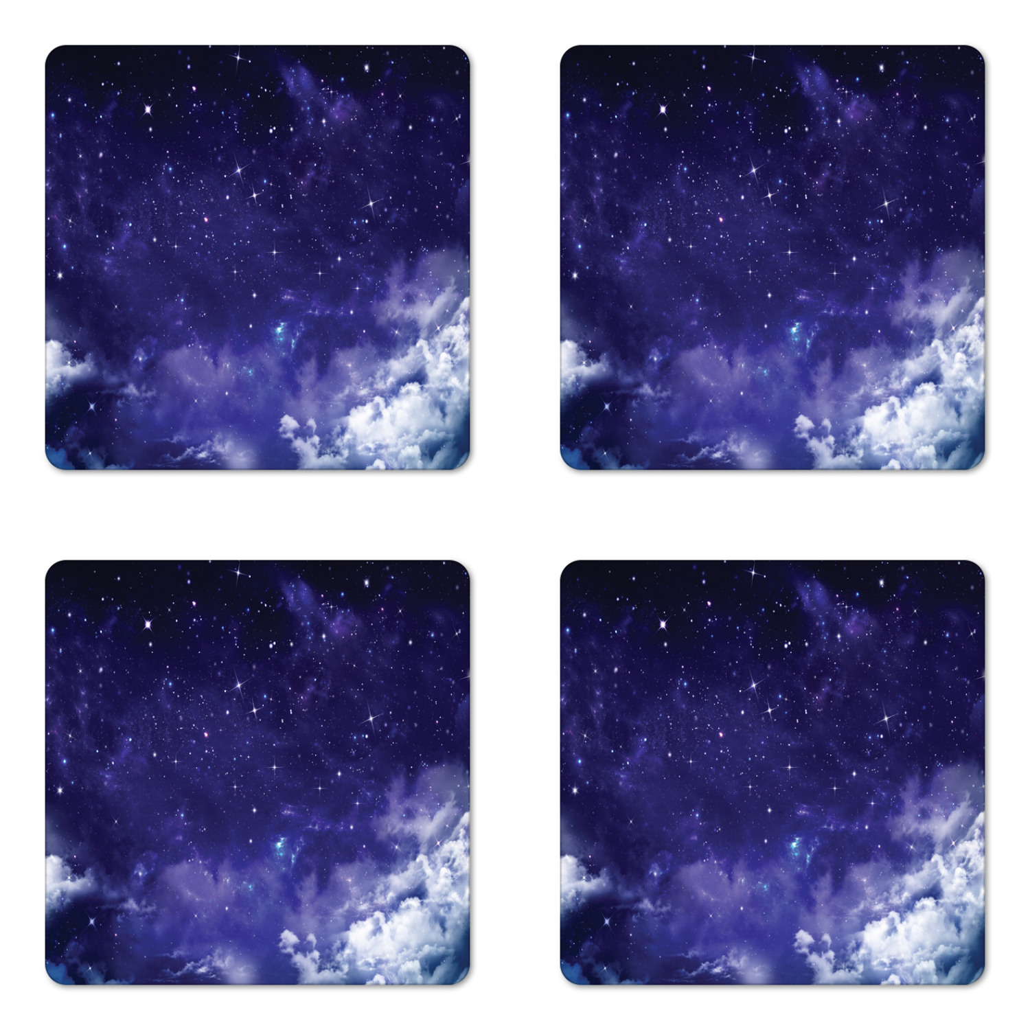 Ambesonne Space Coaster Set of 4 Square Hardboard Gloss Coasters - Picture 17 of 60