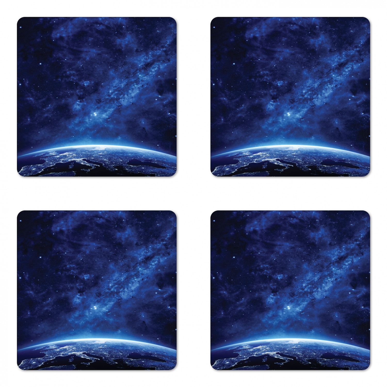 Ambesonne Space Coaster Set of 4 Square Hardboard Gloss Coasters - Picture 56 of 60
