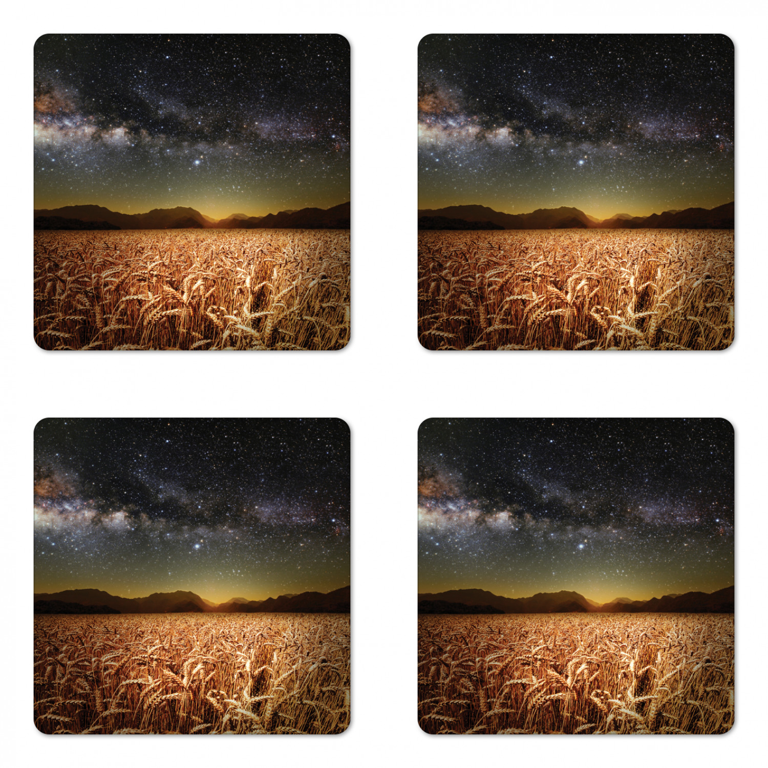 Ambesonne Space Coaster Set of 4 Square Hardboard Gloss Coasters - Picture 48 of 60