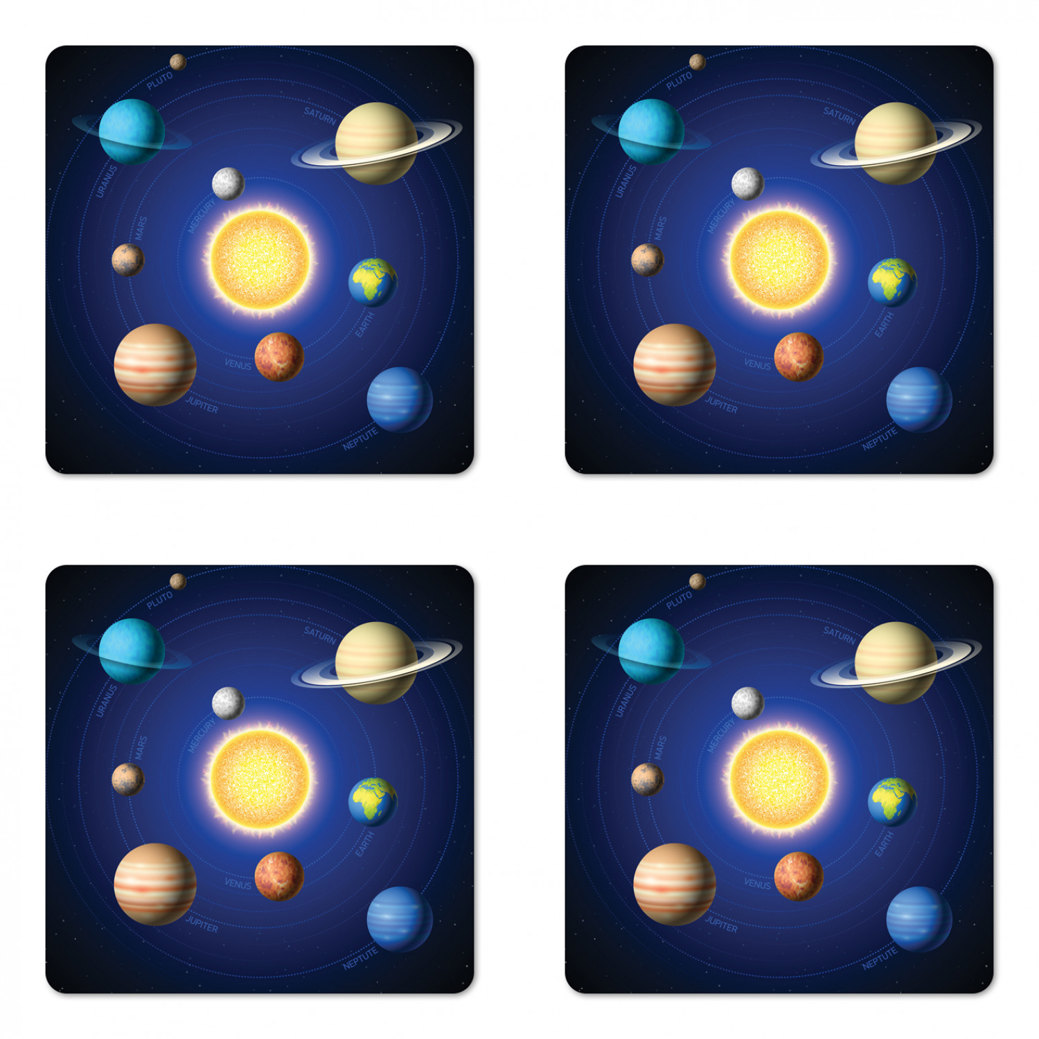 Ambesonne Space Coaster Set of 4 Square Hardboard Gloss Coasters - Picture 45 of 60