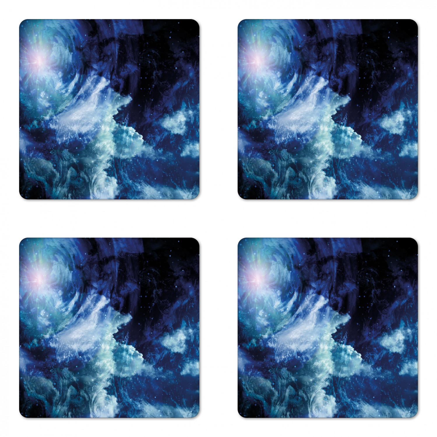 Ambesonne Space Coaster Set of 4 Square Hardboard Gloss Coasters - Picture 54 of 60