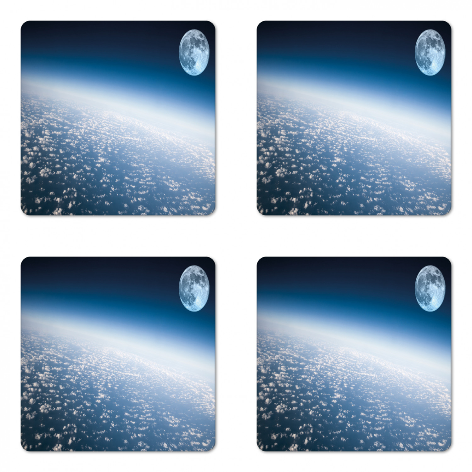 Ambesonne Space Coaster Set of 4 Square Hardboard Gloss Coasters - Picture 37 of 60