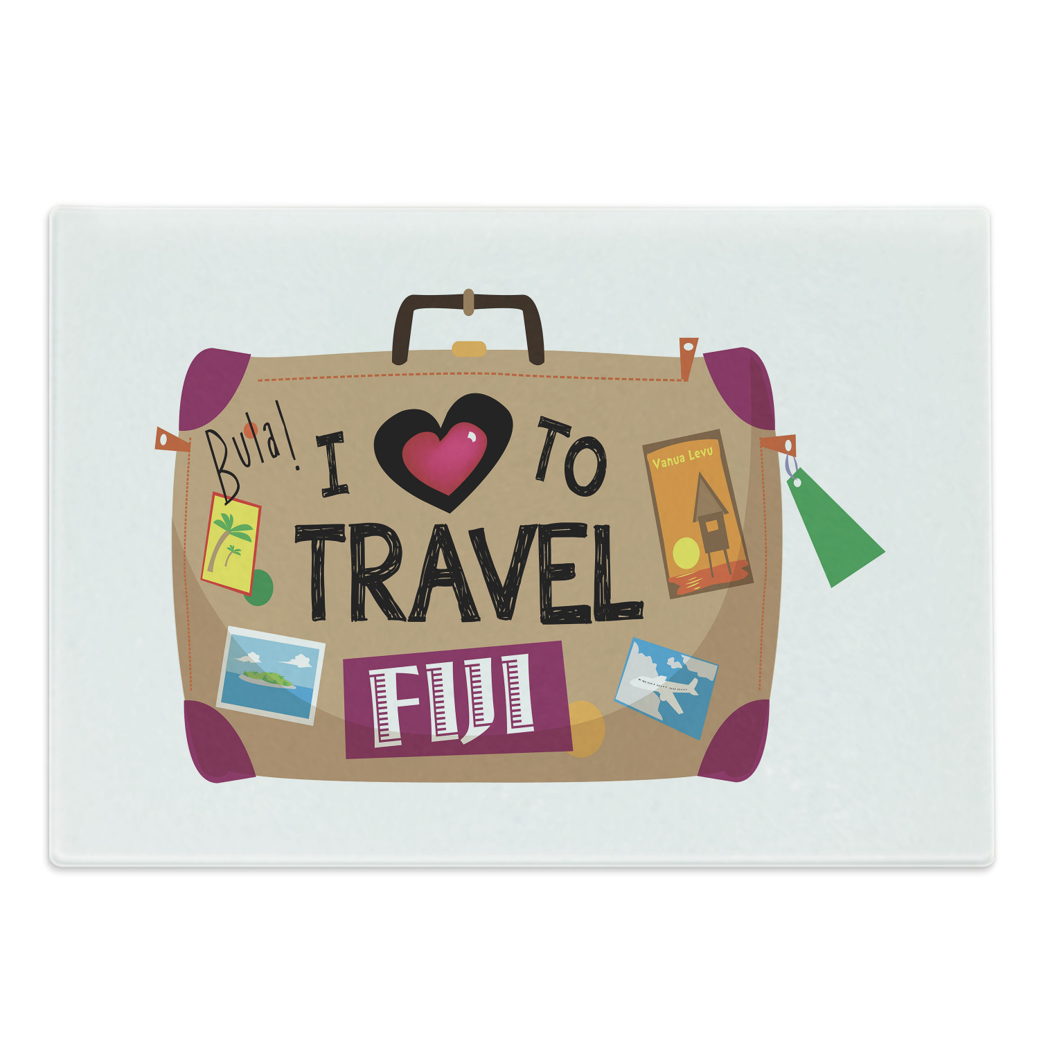 Ambesonne Travel Theme Decorative Tempered Glass Cutting and Serving Board