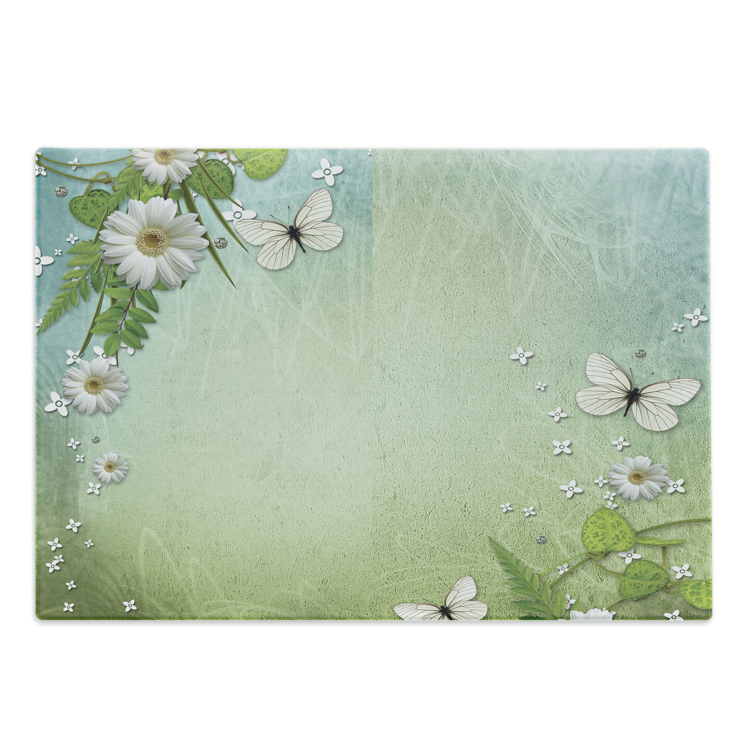 Ambesonne Floral Pattern Decorative Tempered Glass Cutting and Serving Board