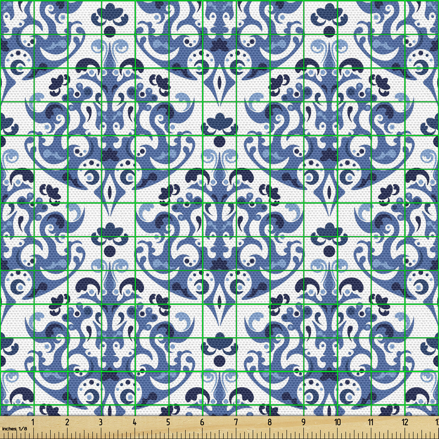 Ambesonne Blue Print Fabric by the Yard Decorative Upholstery Home Accents - Picture 90 of 164
