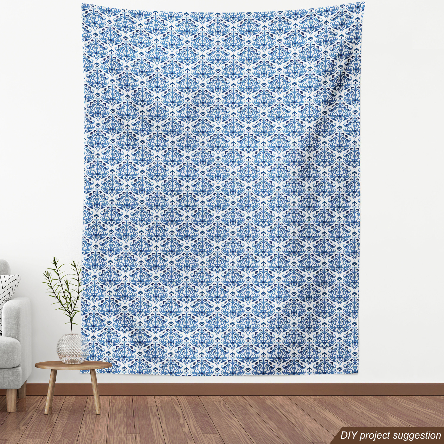 Ambesonne Blue Print Fabric By The Yard Decorative Upholstery Home 