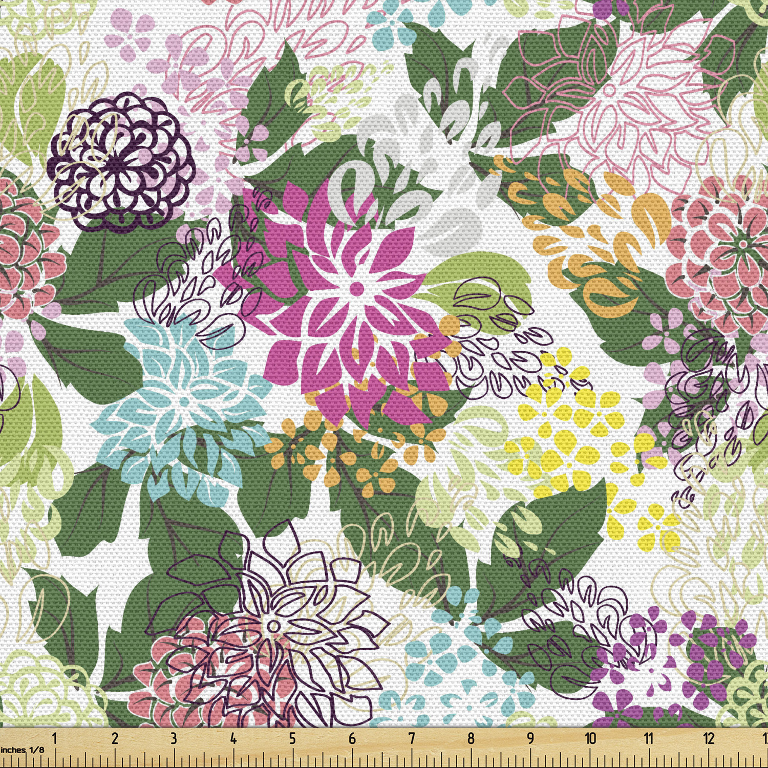Ambesonne Floral Vintage Fabric by the Yard Decorative Upholstery Home Accents - Picture 21 of 164