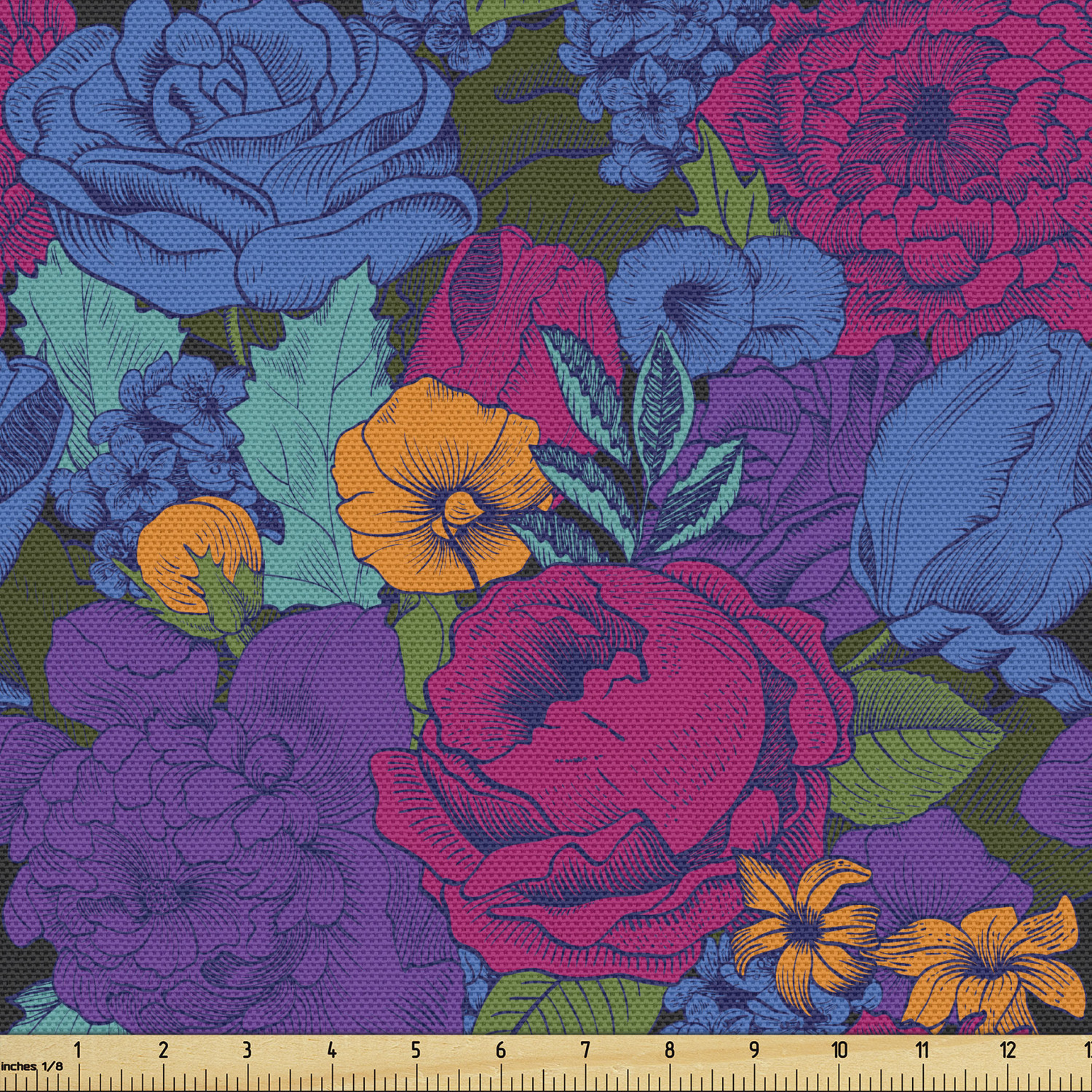 Ambesonne Floral Vintage Fabric by the Yard Decorative Upholstery Home Accents - Picture 161 of 164