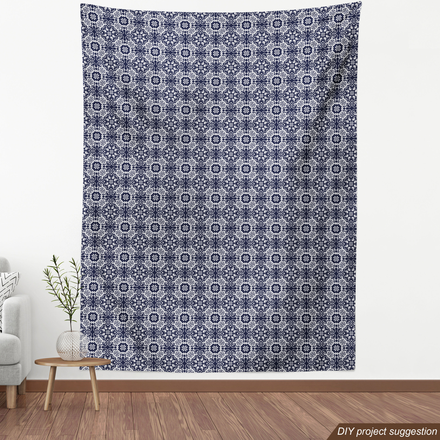 Ambesonne Blue Print Fabric by the Yard Decorative Upholstery Home Accents - Picture 96 of 164