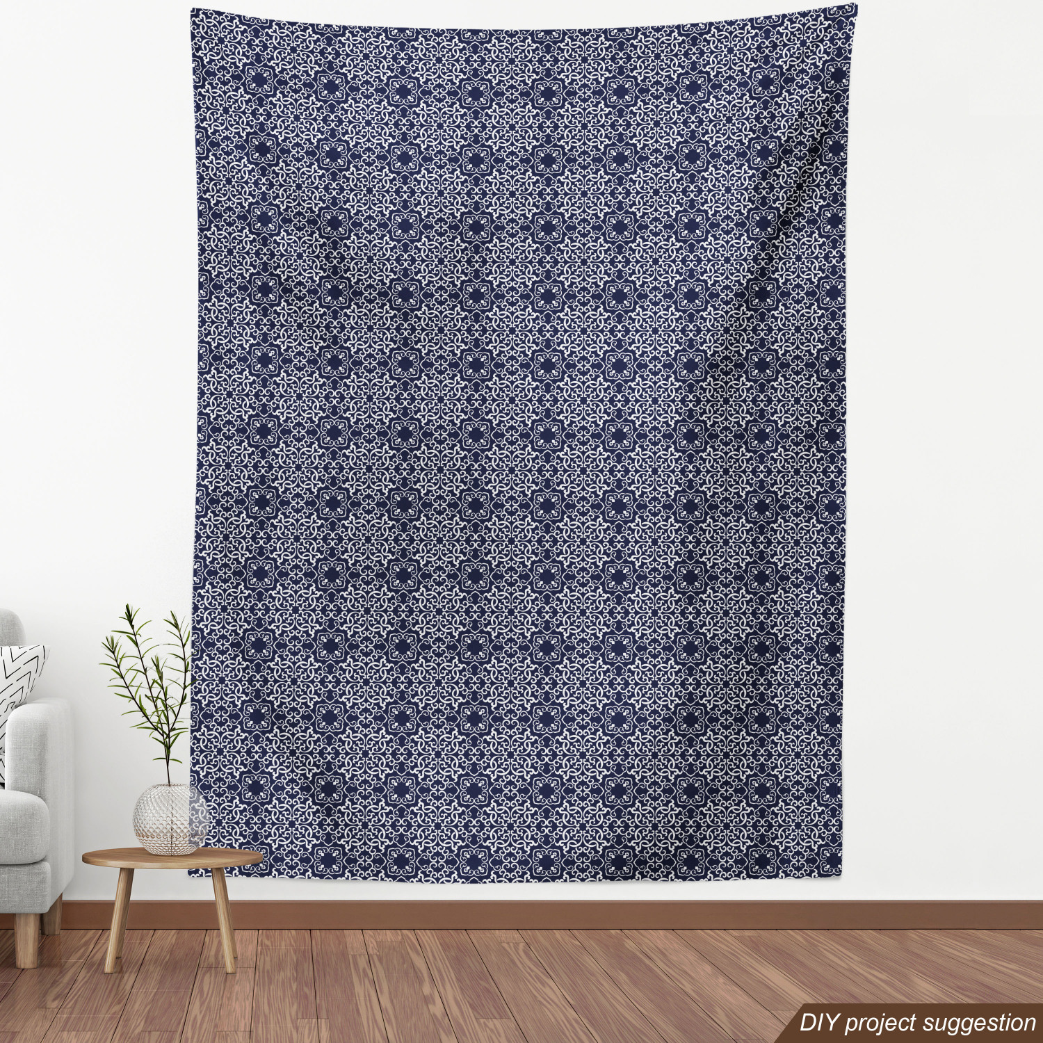 Ambesonne Blue Print Fabric by the Yard Decorative Upholstery Home Accents - Picture 64 of 164