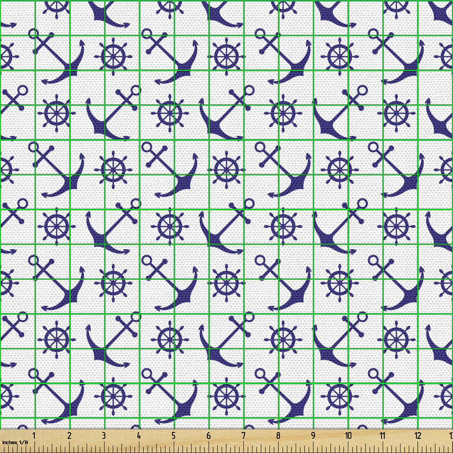 Ambesonne Blue Print Fabric by the Yard Decorative Upholstery Home Accents - Picture 18 of 164