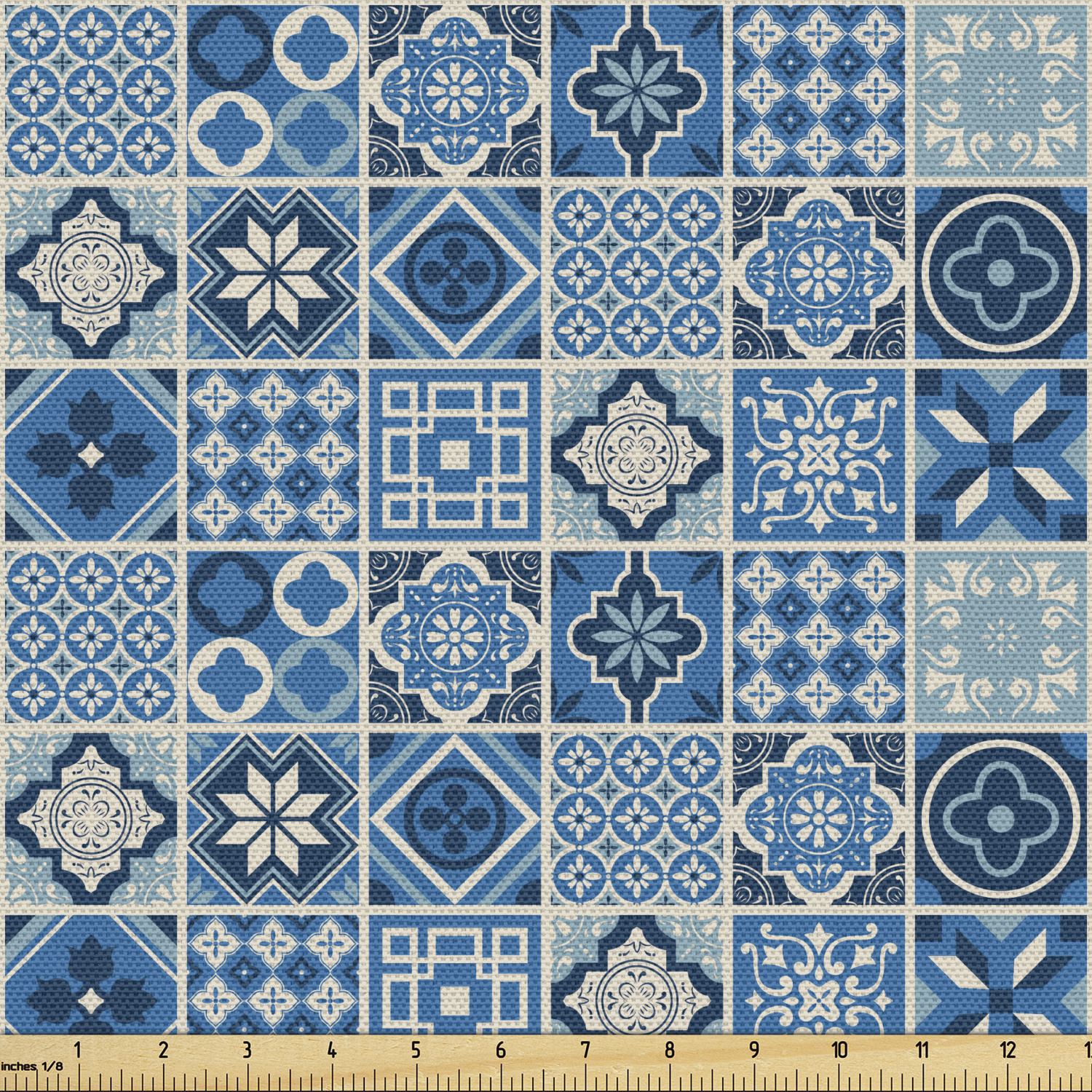 Ambesonne Blue Print Fabric by the Yard Decorative Upholstery Home Accents - Picture 77 of 164