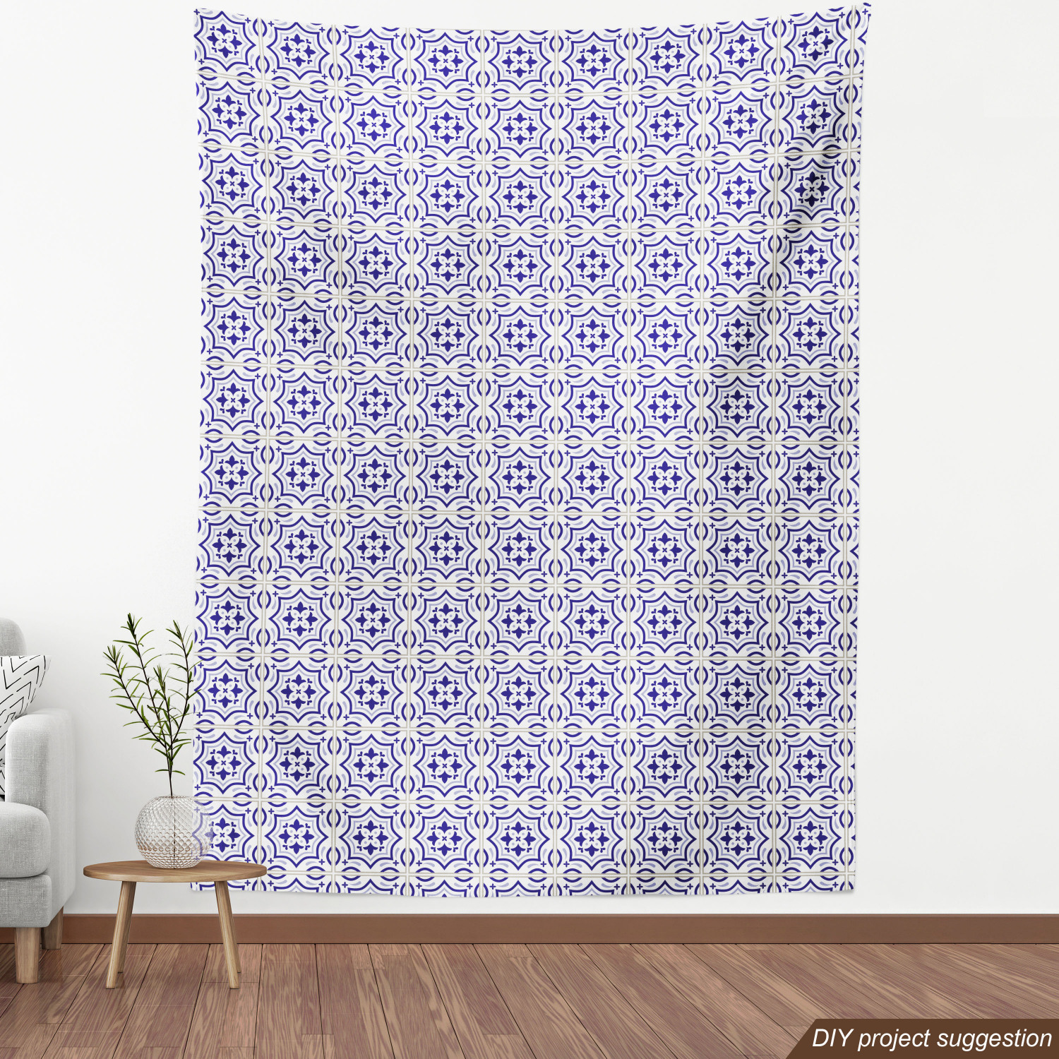 Ambesonne Blue Print Fabric by the Yard Decorative Upholstery Home Accents - Picture 128 of 164
