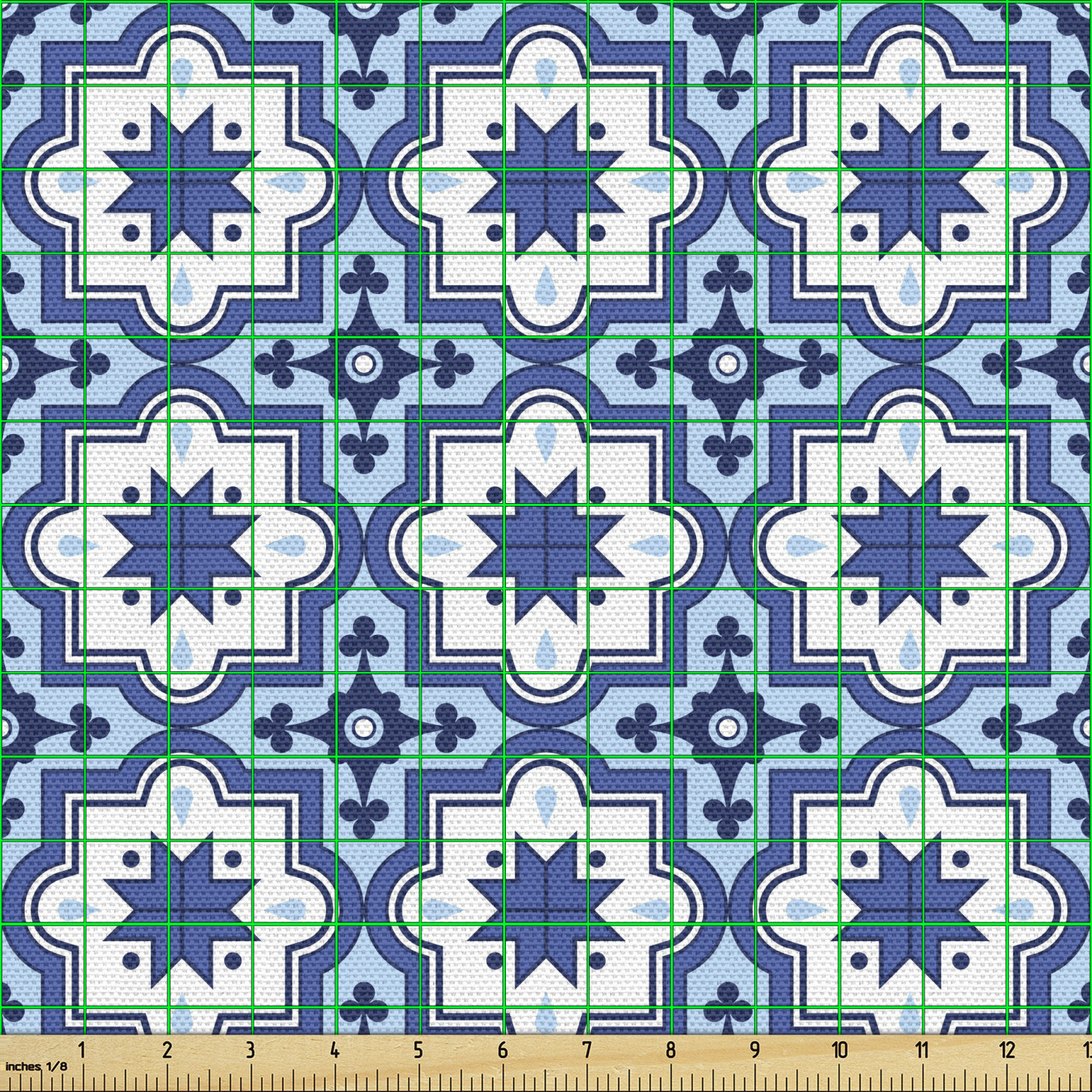 Ambesonne Blue Print Fabric by the Yard Decorative Upholstery Home Accents - Picture 110 of 164