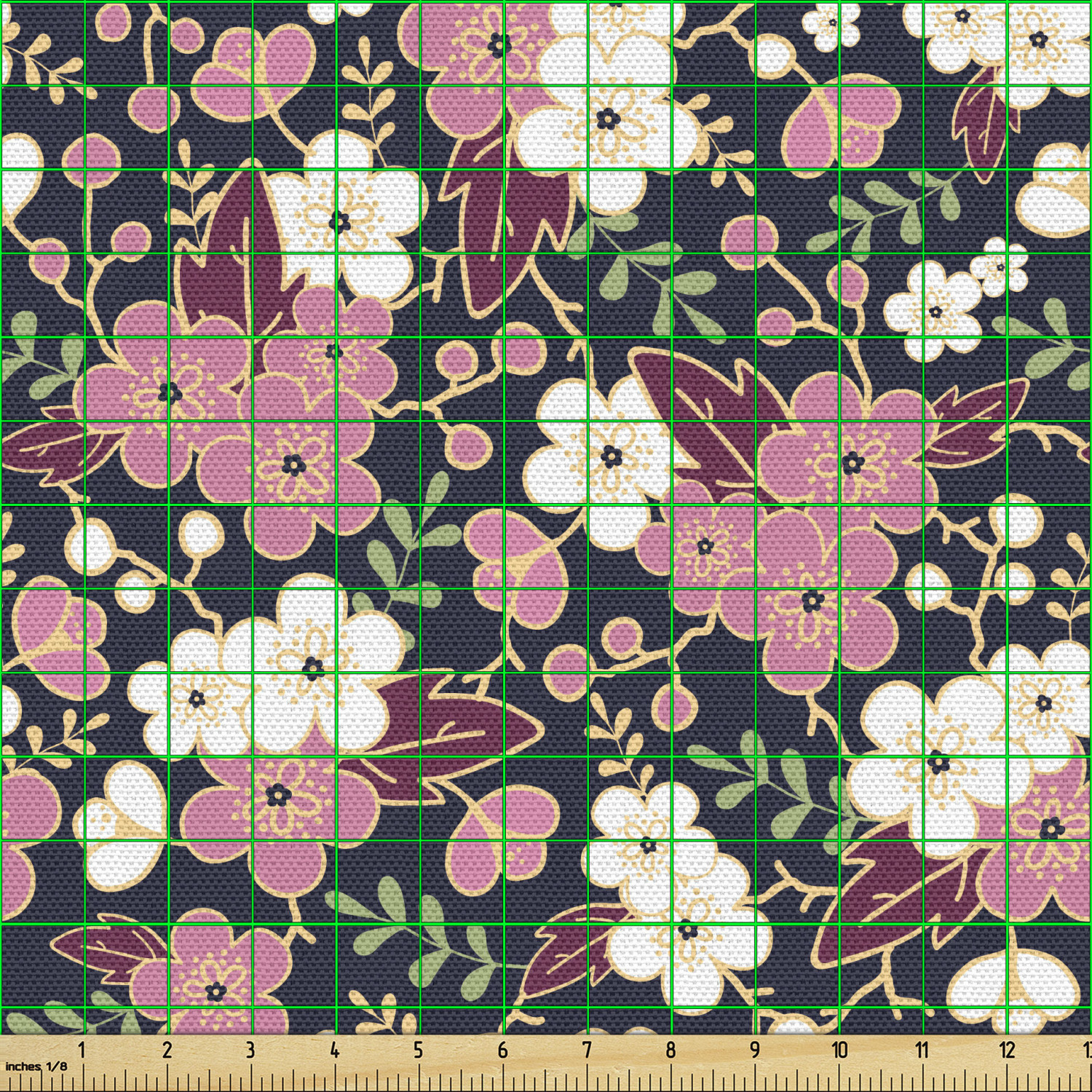 Ambesonne Japanese Fabric by the Yard Decorative Upholstery Home