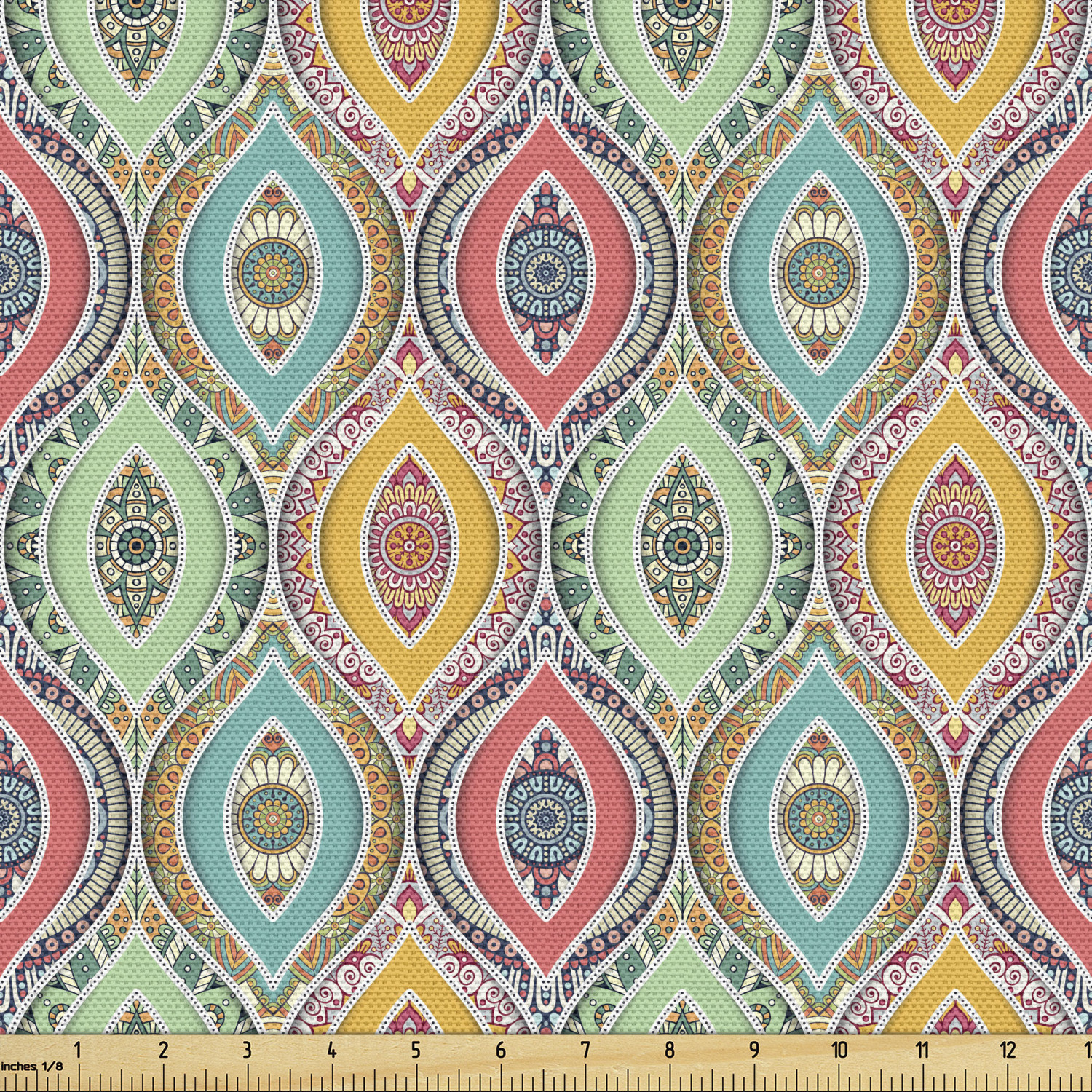 Ambesonne Traditional Fabric by the Yard Decorative Upholstery Home Accents