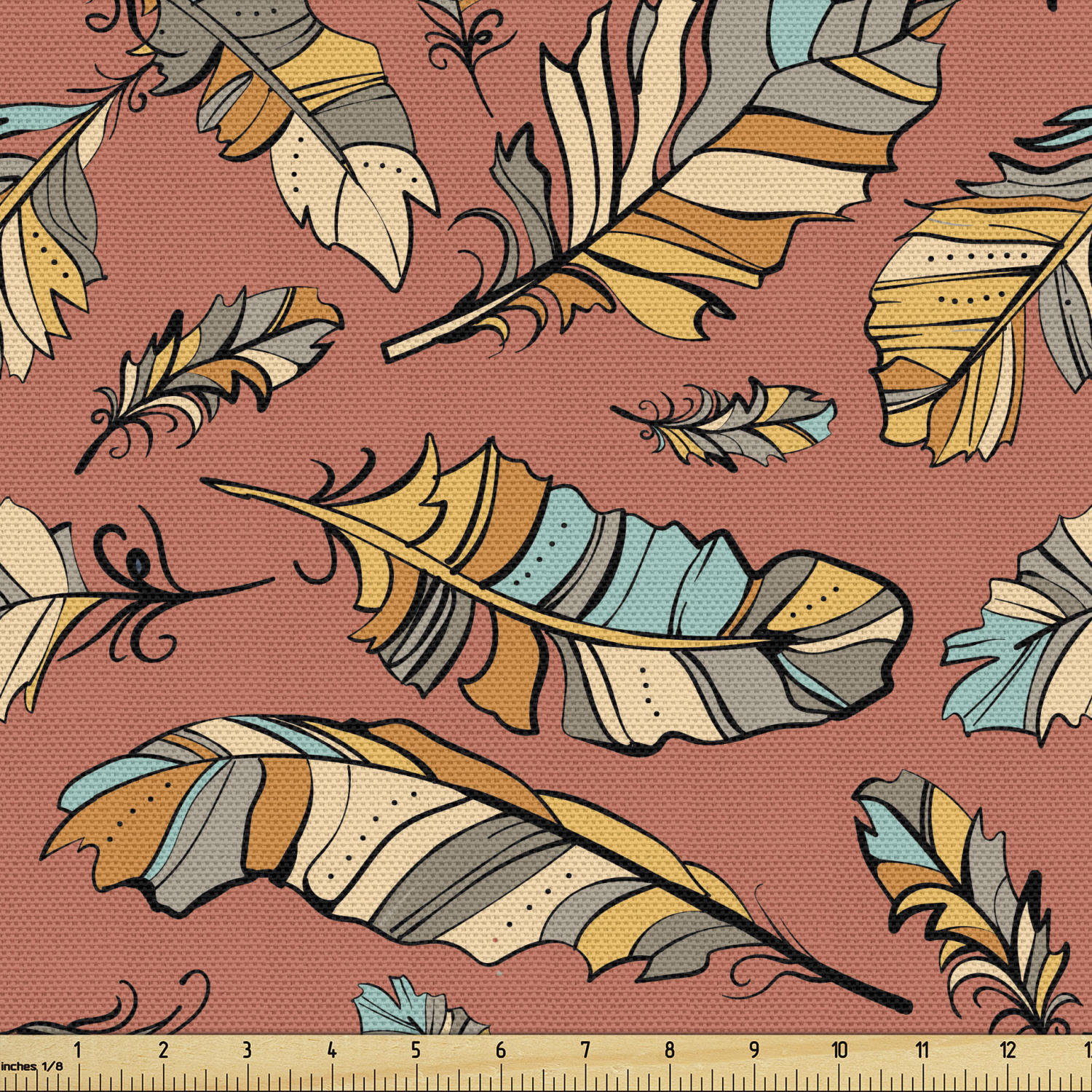 Ambesonne Feather Fabric by the Yard Decorative Upholstery Home Accents - Picture 121 of 160