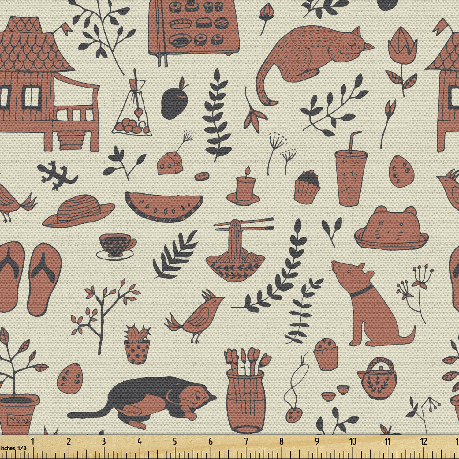 Ambesonne Sketch Design Fabric by the Yard Decorative Upholstery Home Accents - Picture 101 of 160